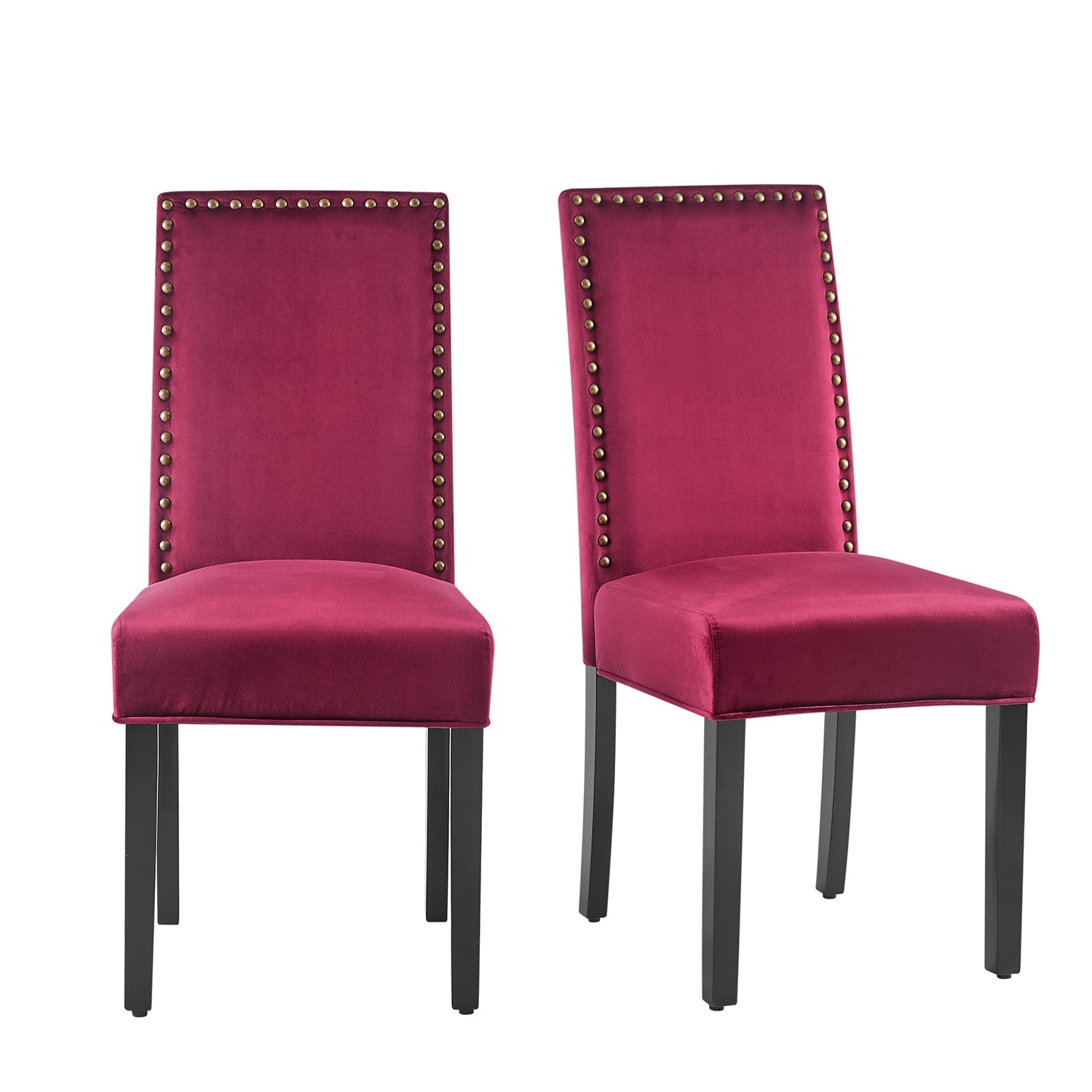 Maidwell Set of 2 Crimson Red Velvet Dining Chairs