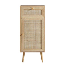 Frances Woven Rattan 1-Door Bathroom Cabinet, Natural | daals.com