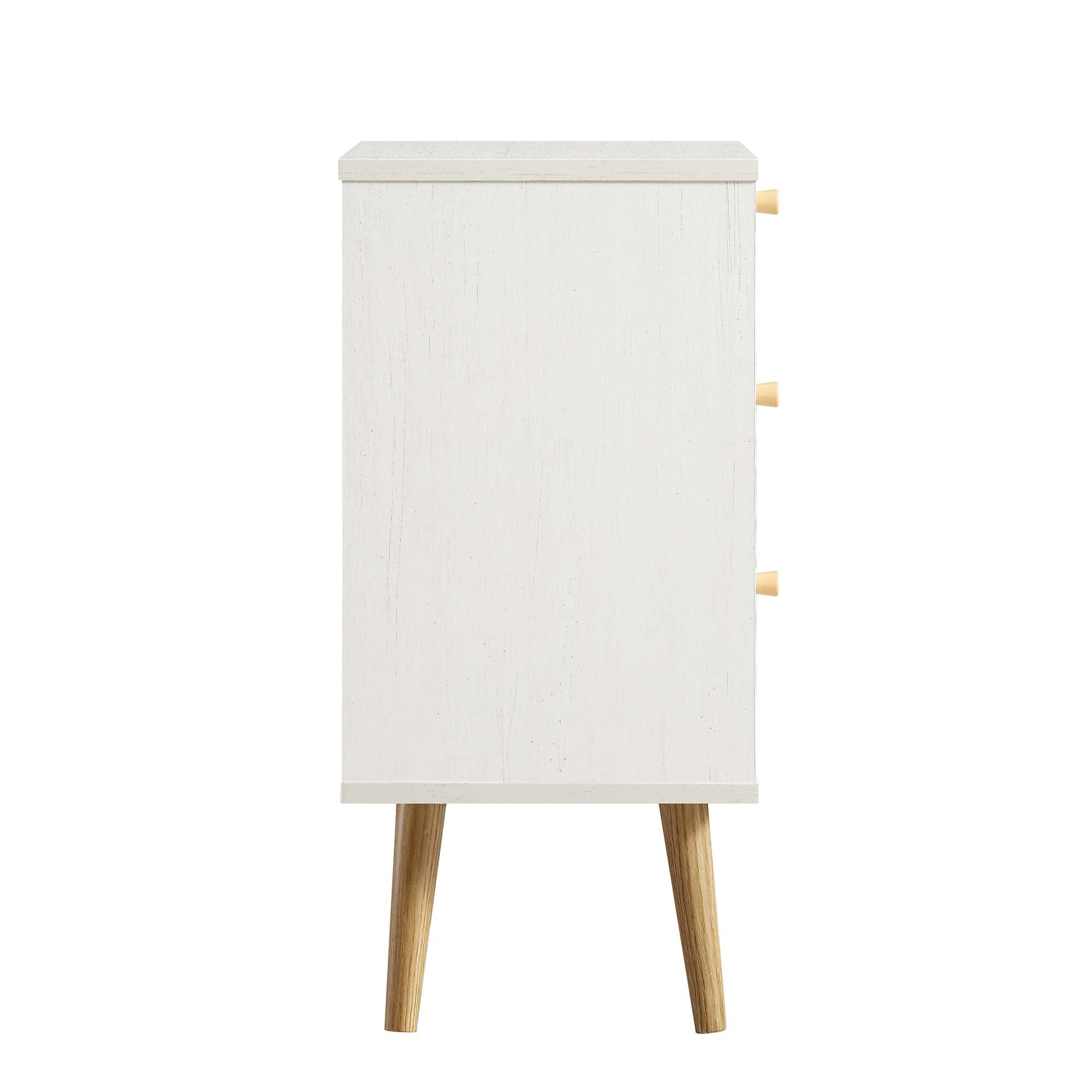 Anya Woven Rattan 3-Drawer Nightstand in White