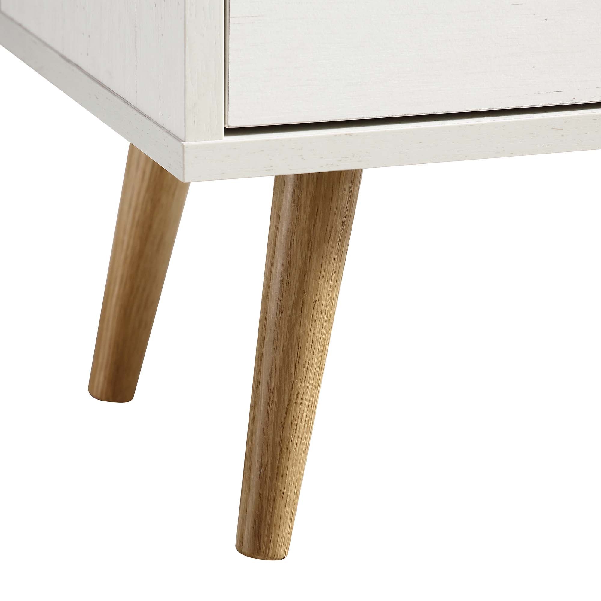 Anya Woven Rattan 3-Drawer Nightstand in White