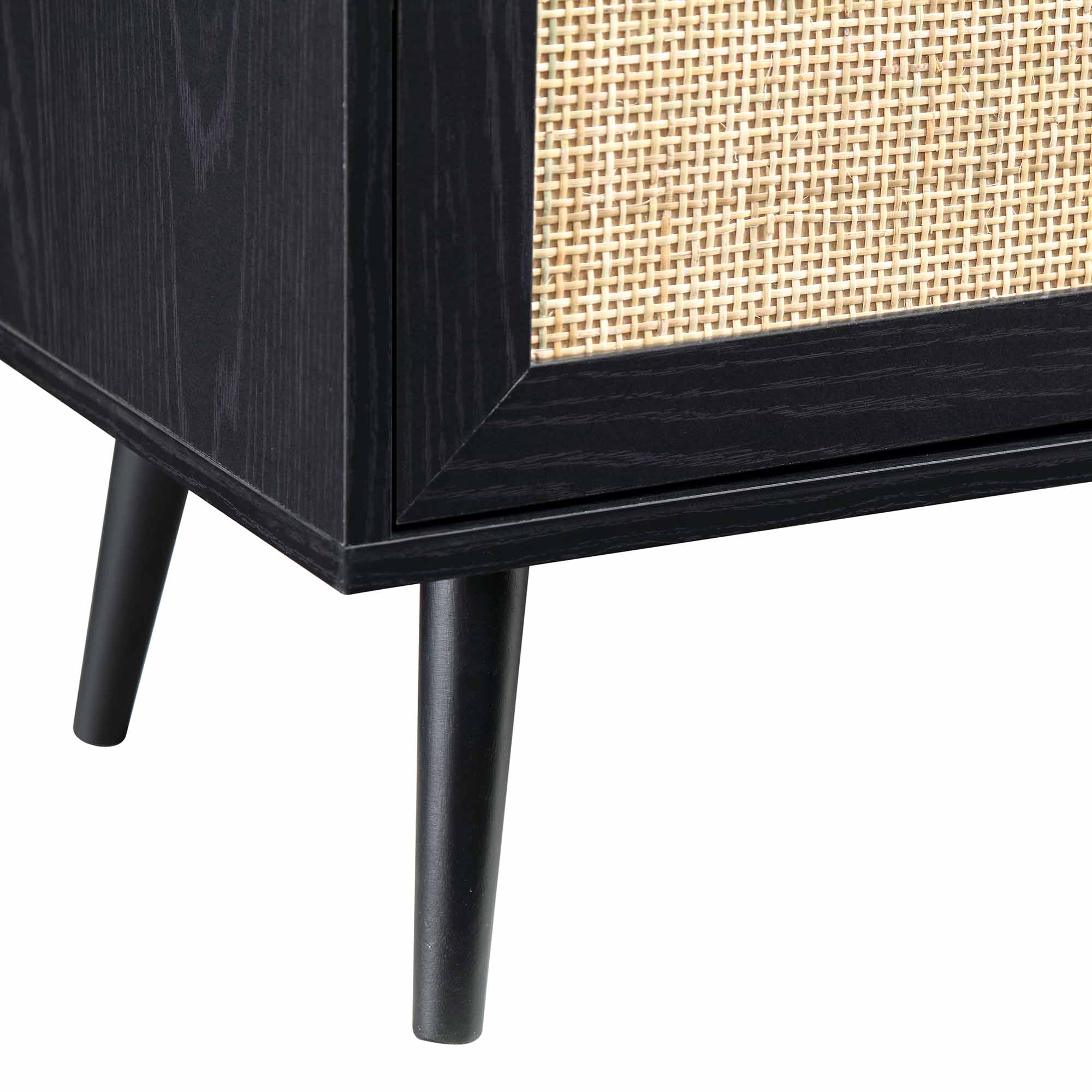 Frances Woven Rattan Display Cabinet, Black