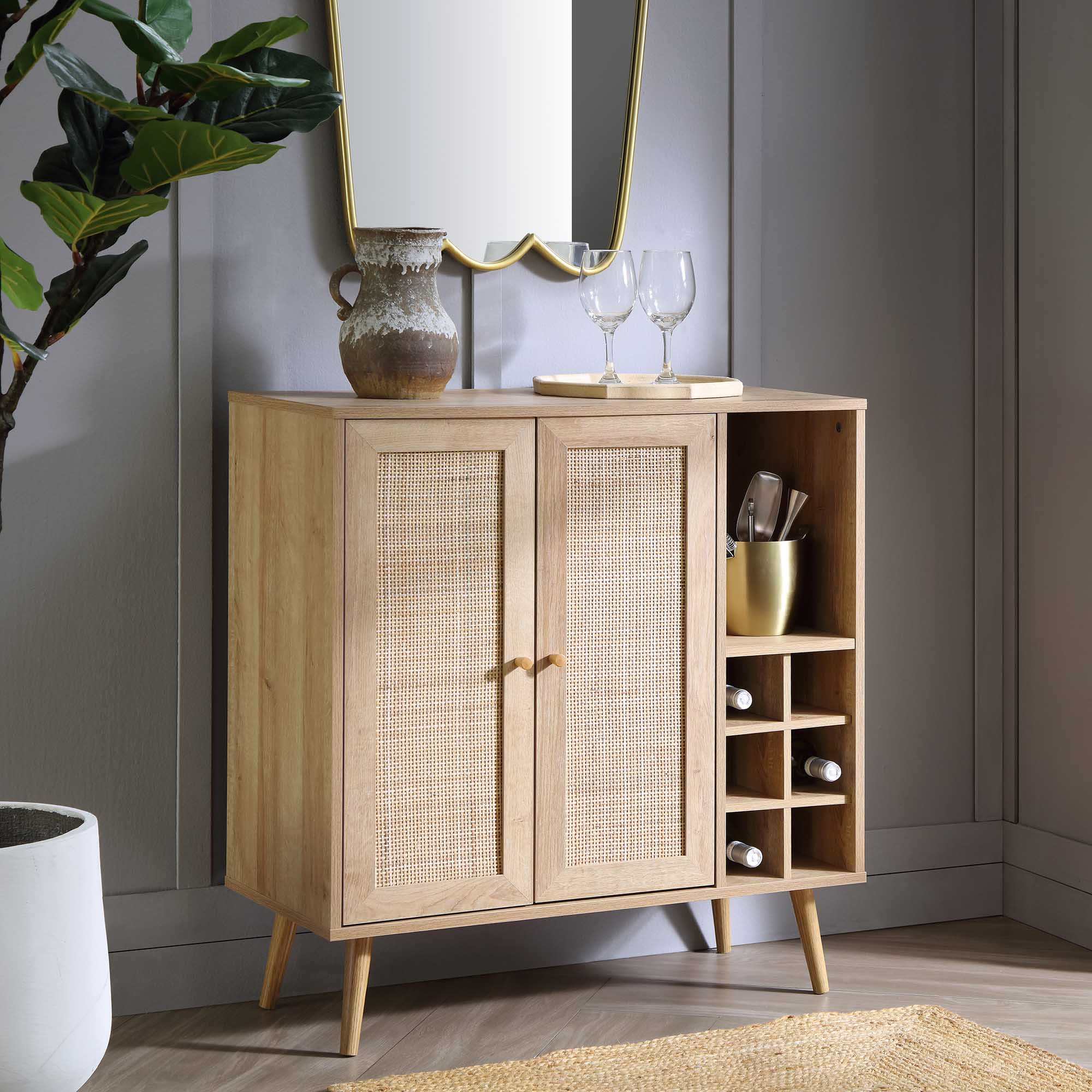 Frances Woven Rattan Drinks Cabinet, Natural