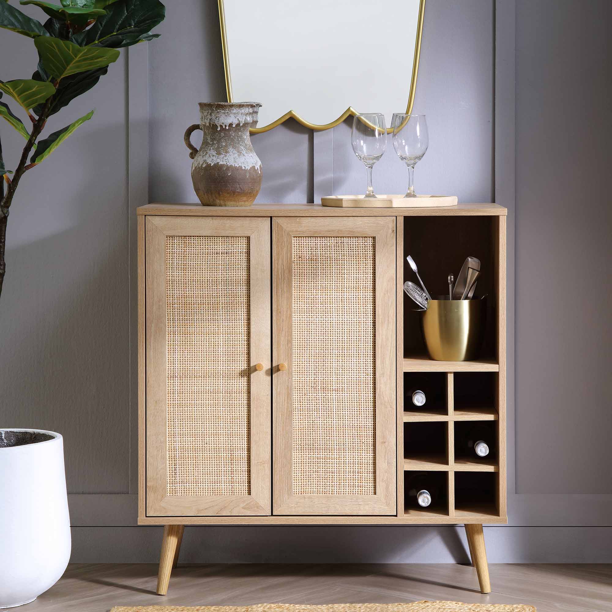 Frances Woven Rattan Drinks Cabinet, Natural