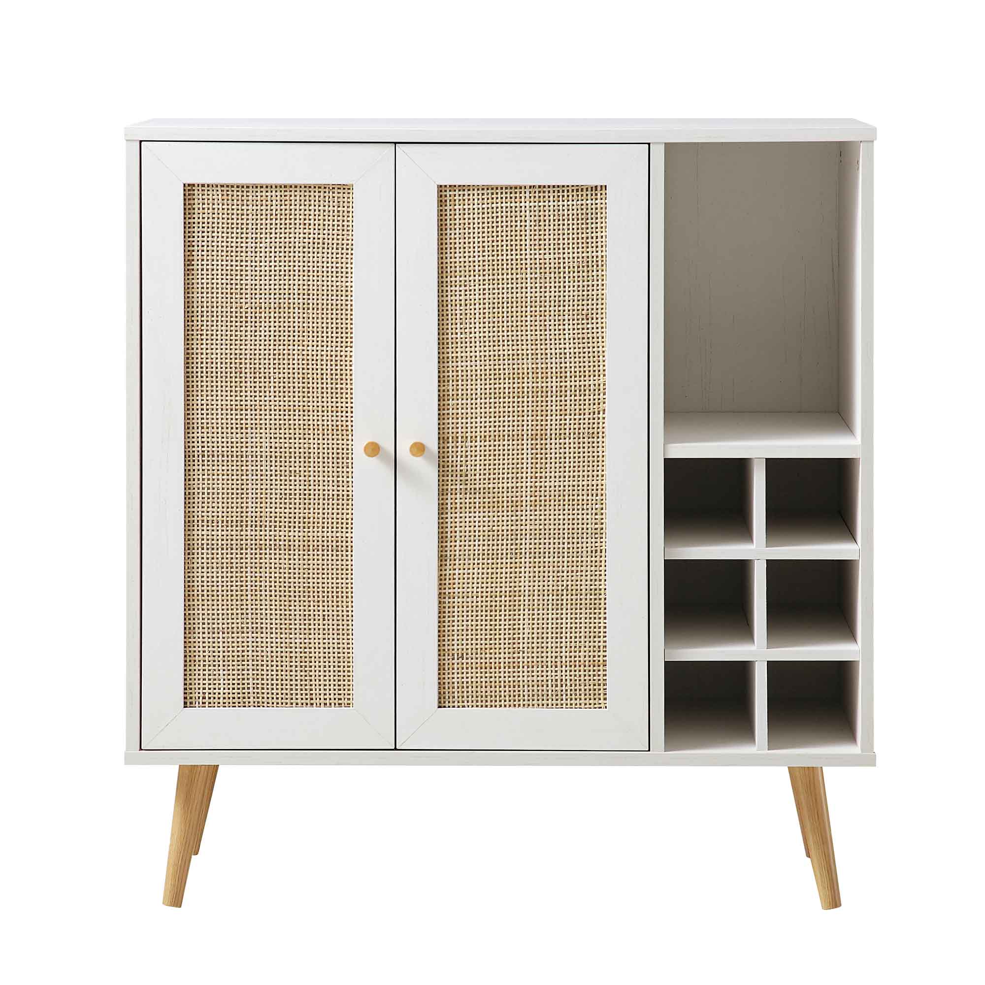 Frances Woven Rattan Drinks Cabinet, White