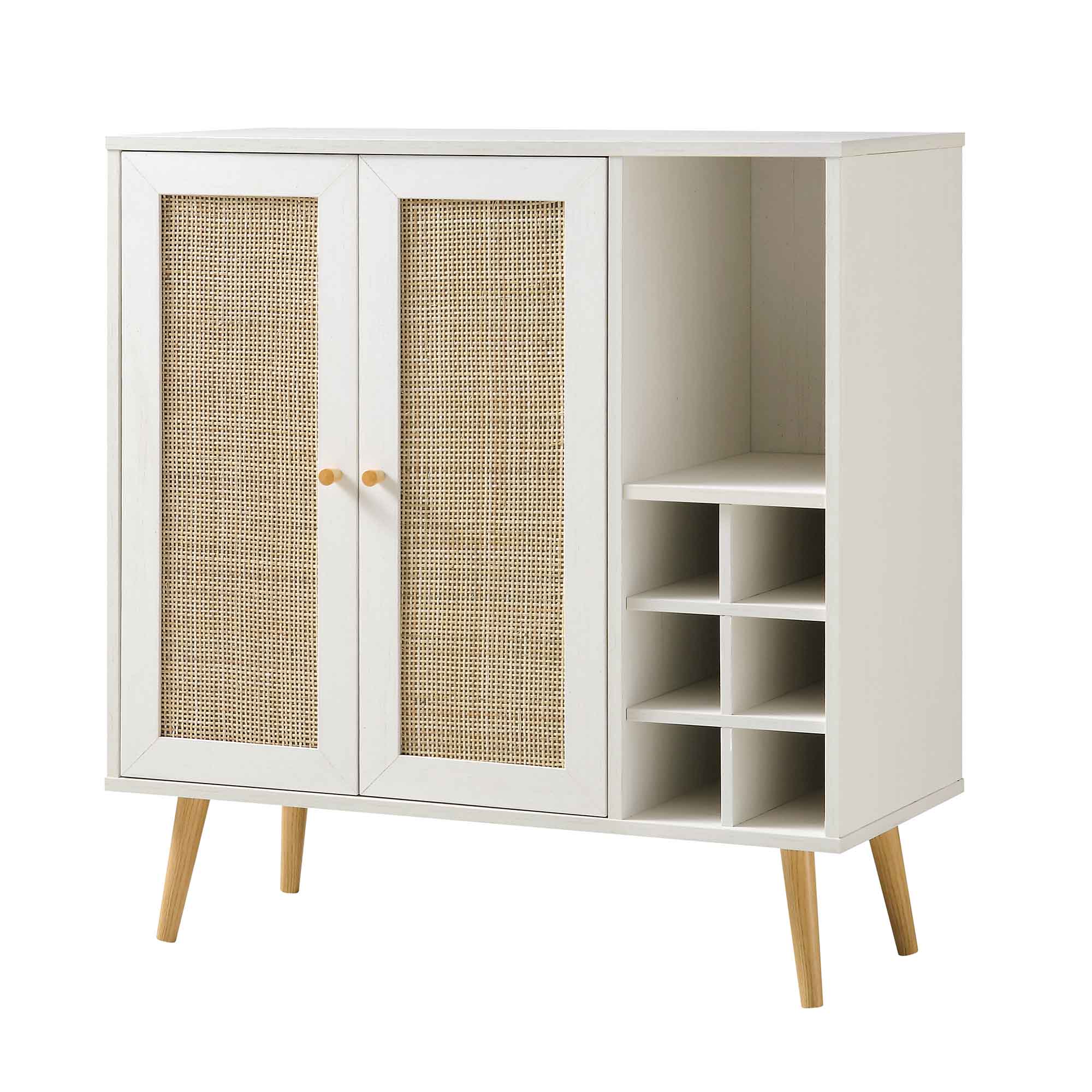 Frances Woven Rattan Drinks Cabinet, White