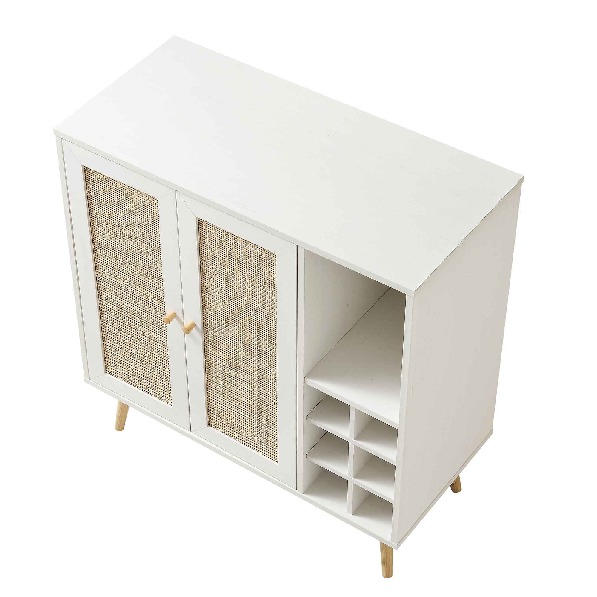 Frances Woven Rattan Drinks Cabinet, White