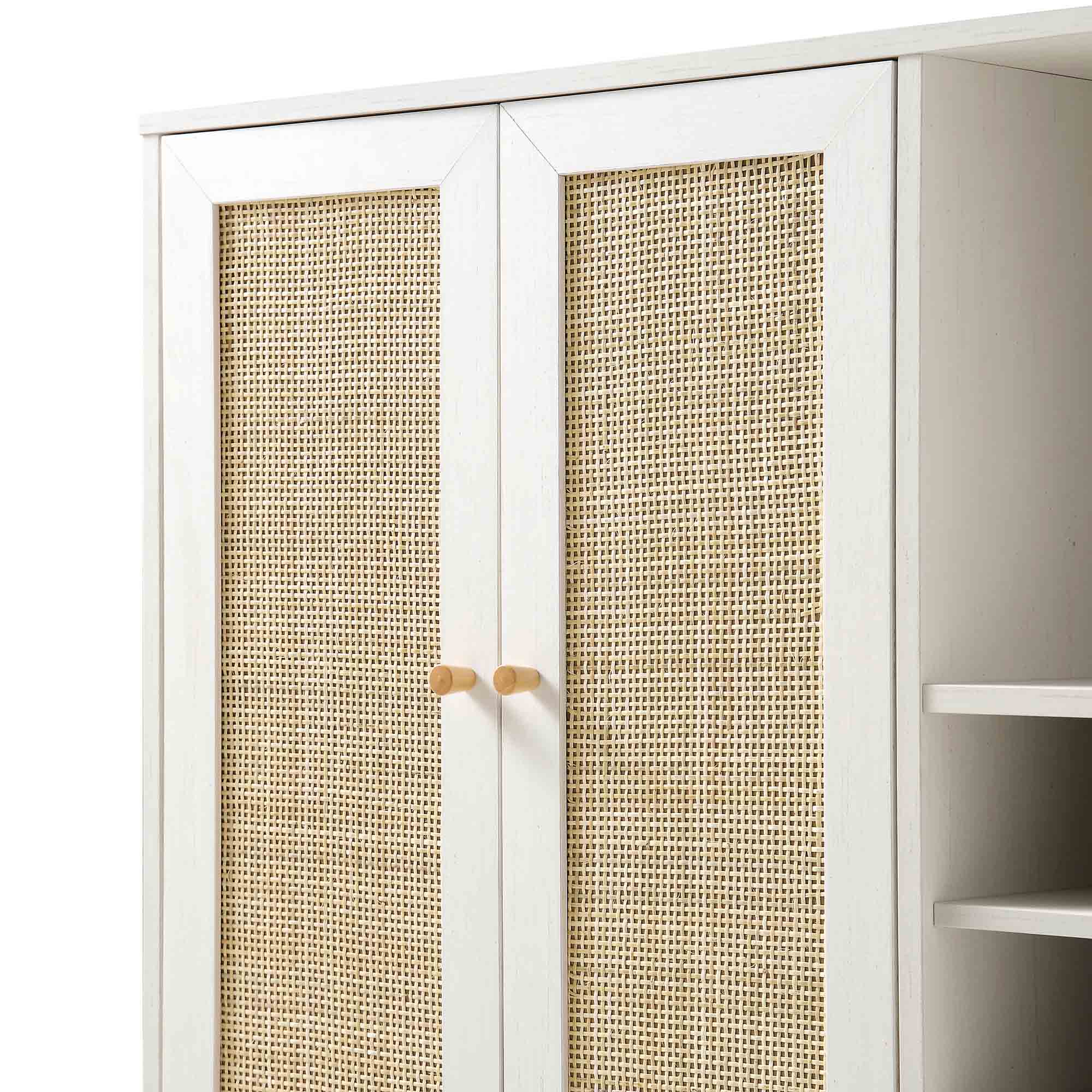 Frances Woven Rattan Drinks Cabinet, White