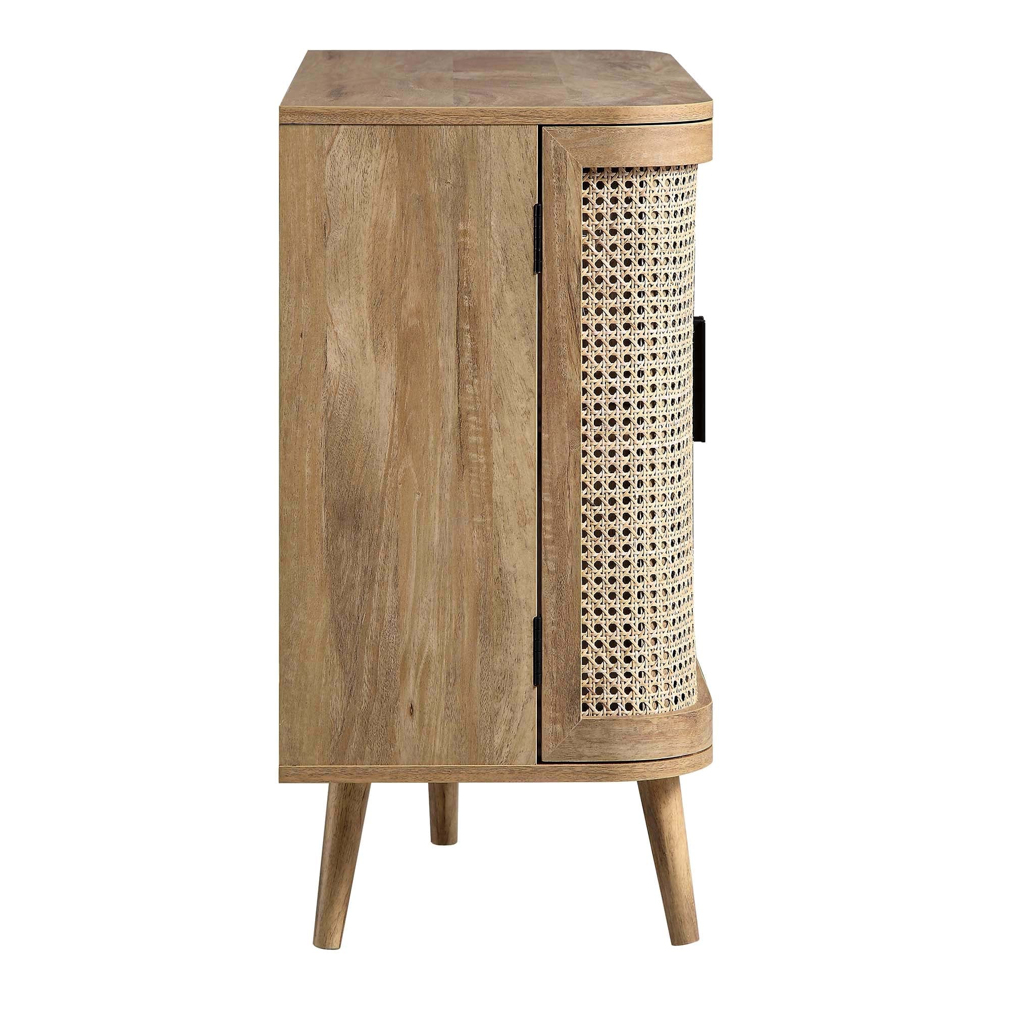 Izzy Curved Rattan 2-Door Small Sideboard, Natural