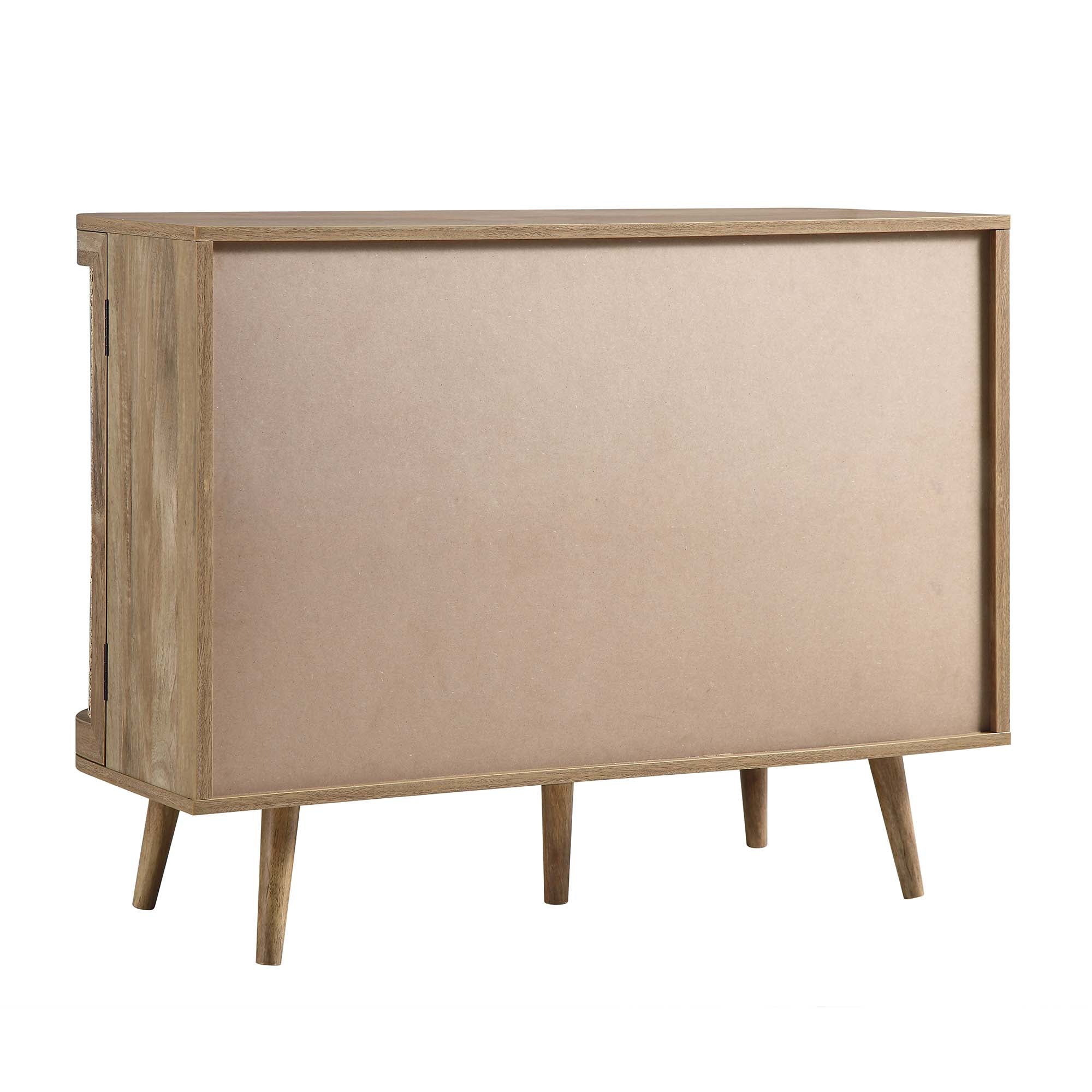 Izzy Curved Rattan 2-Door Small Sideboard, Natural