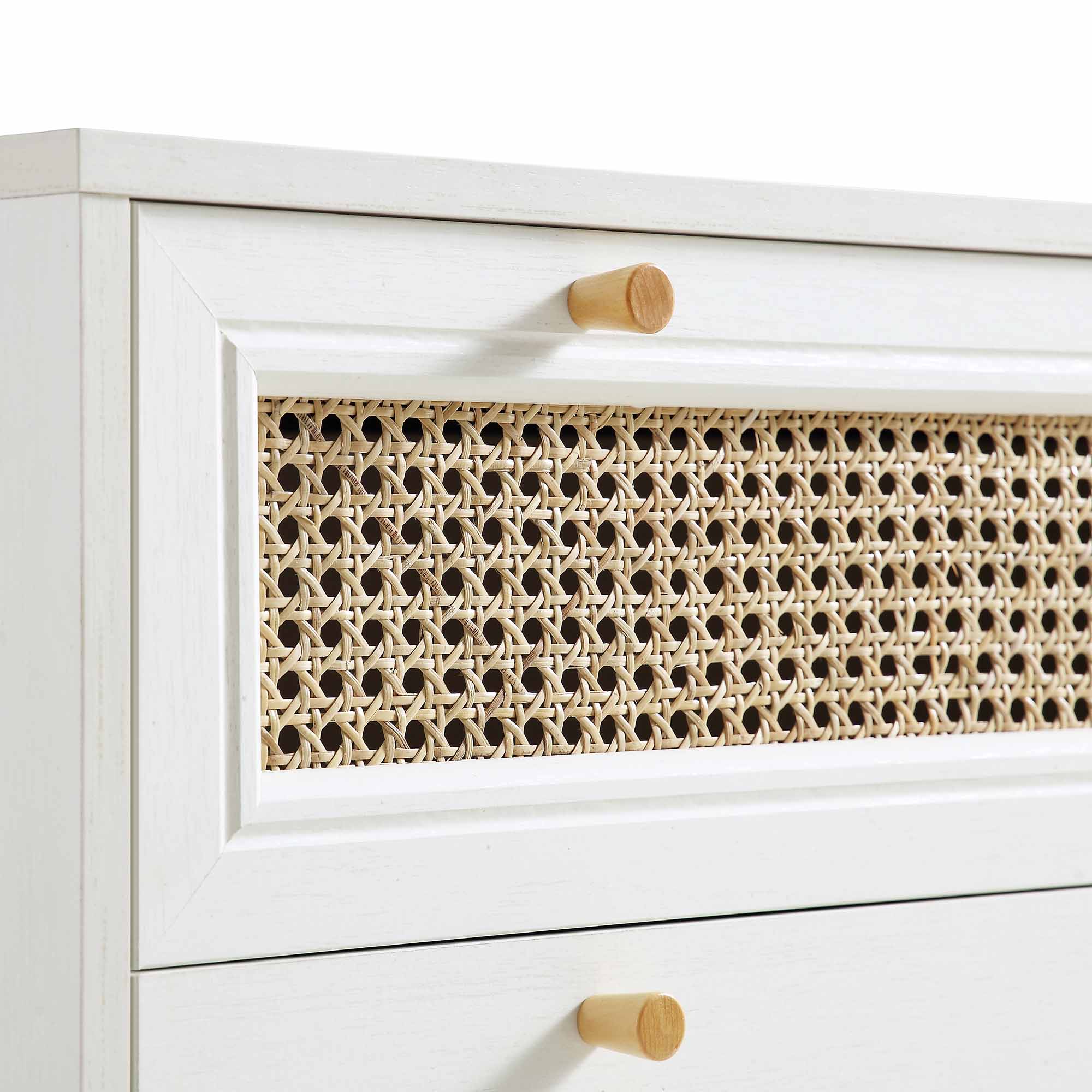 Anya Woven Rattan 3 Drawer Dresser in White