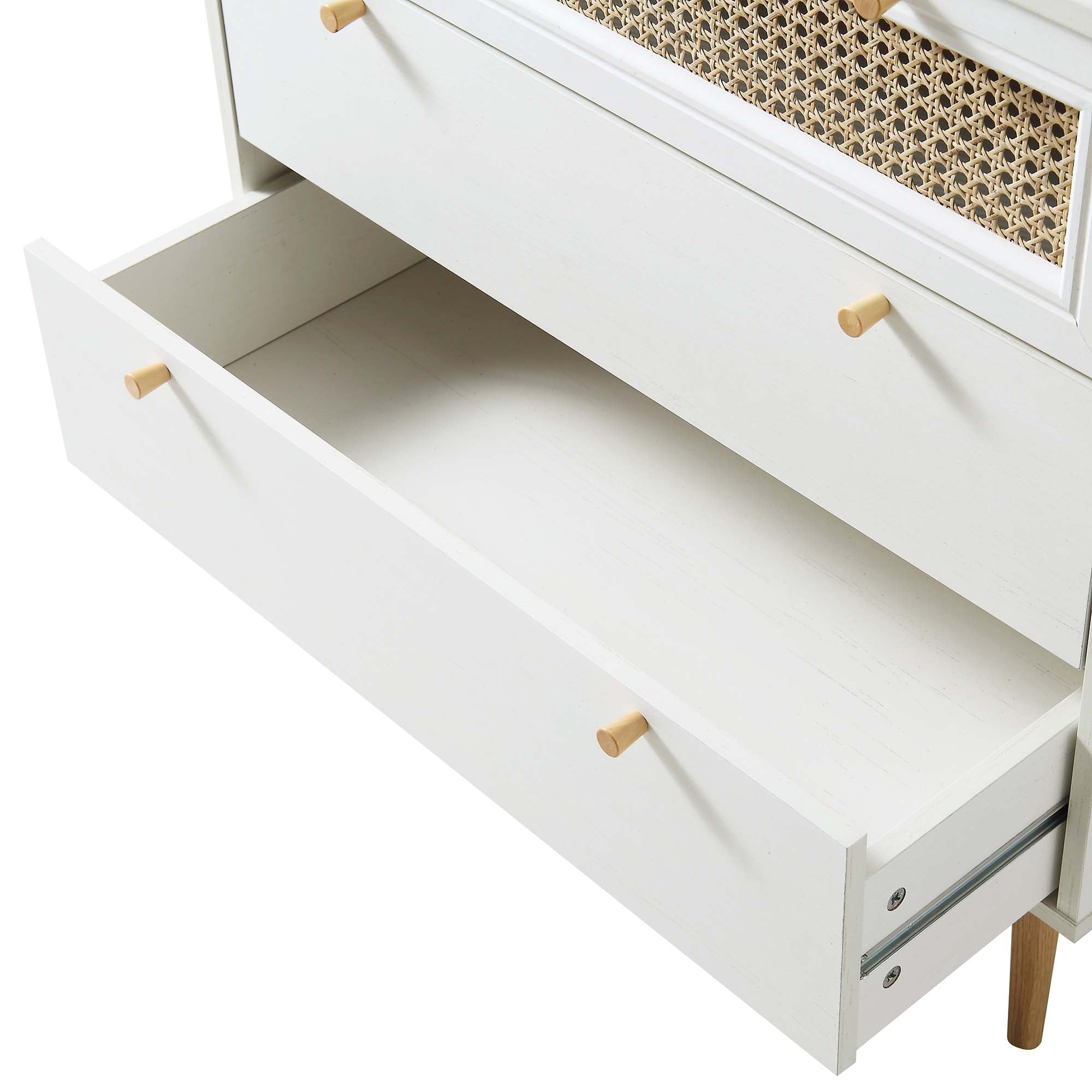 Anya Woven Rattan 3 Drawer Dresser in White