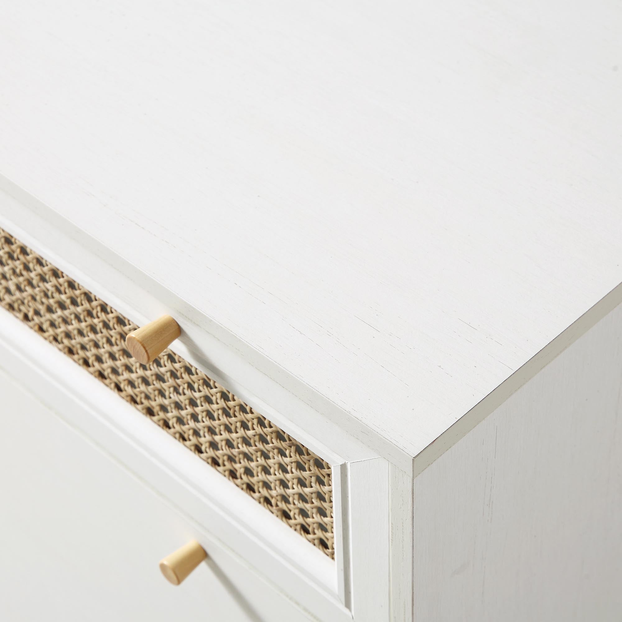 Anya Woven Rattan 3 Drawer Dresser in White