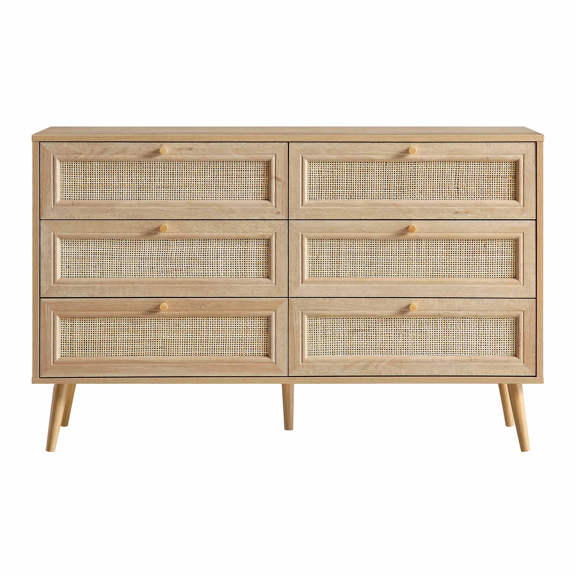 Frances Woven Rattan 6 Drawer Dresser, Natural