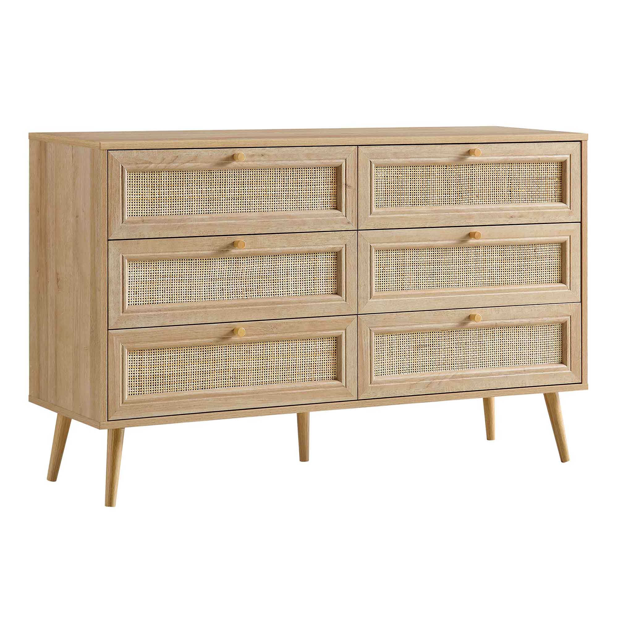 Frances Woven Rattan 6 Drawer Dresser, Natural