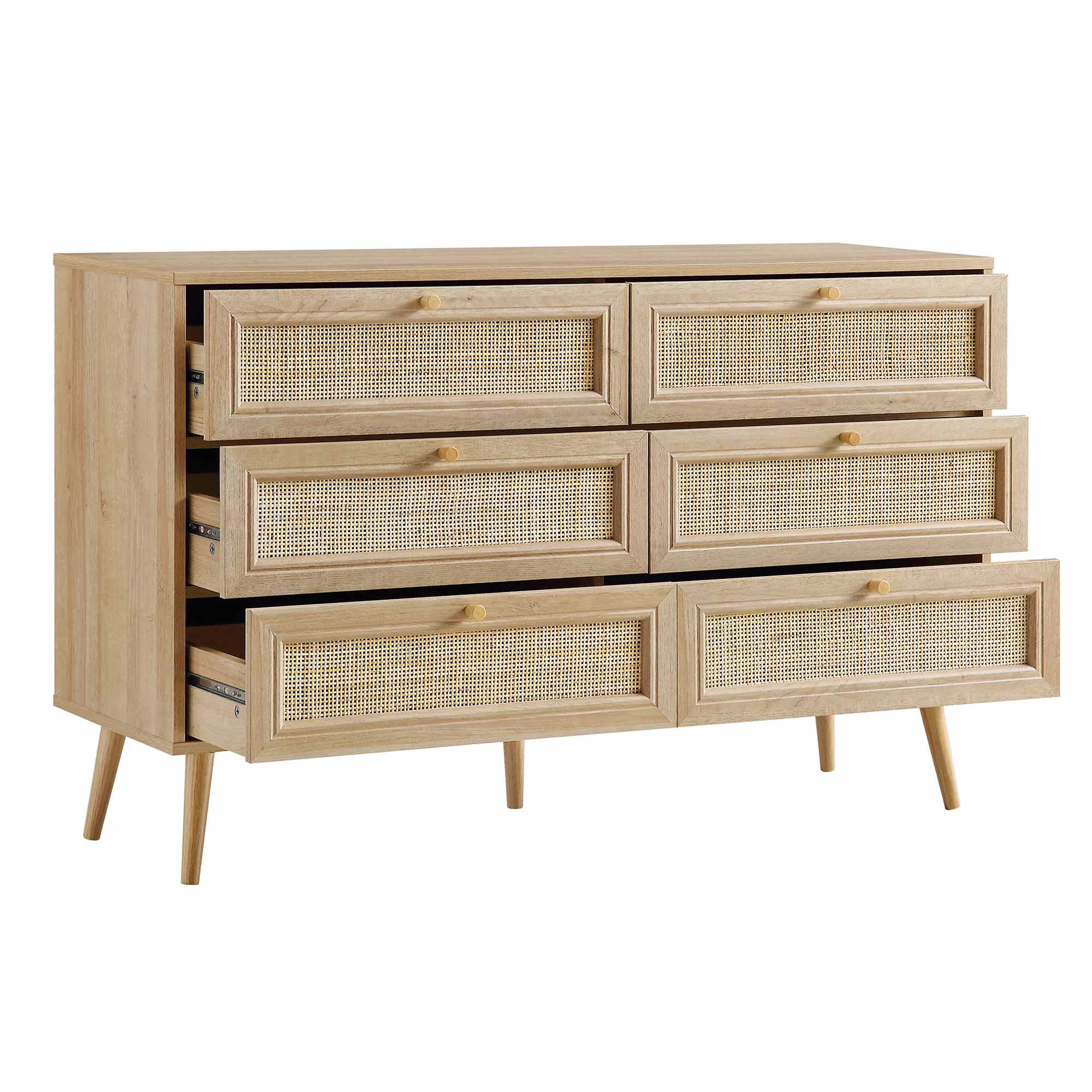 Frances Woven Rattan 6 Drawer Dresser, Natural