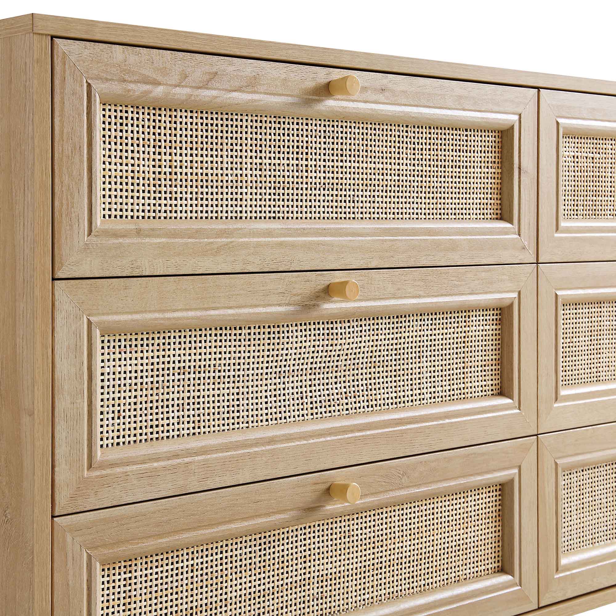 Frances Woven Rattan 6 Drawer Dresser, Natural