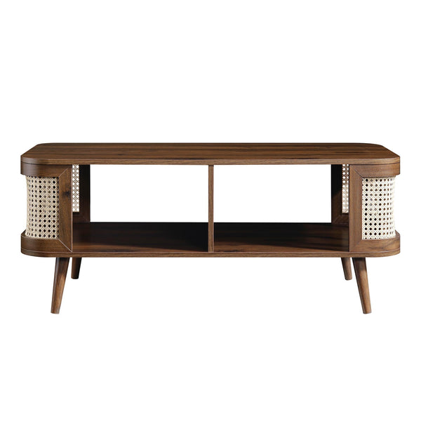 Izzy Curved Rattan Coffee Table, Walnut