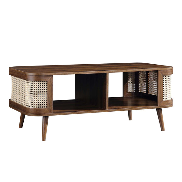 Izzy Curved Rattan Coffee Table, Walnut