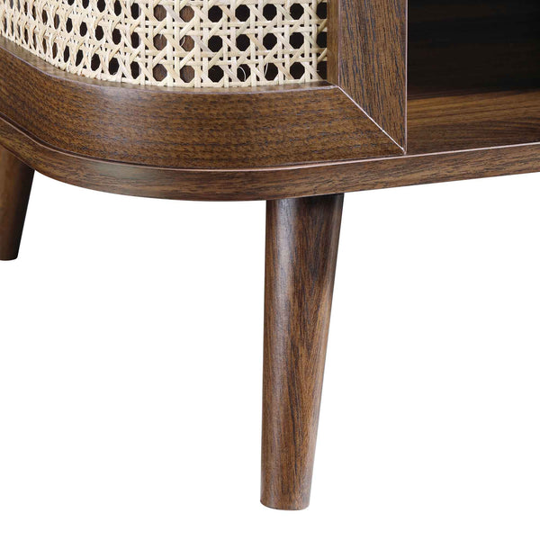 Izzy Curved Rattan Coffee Table, Walnut