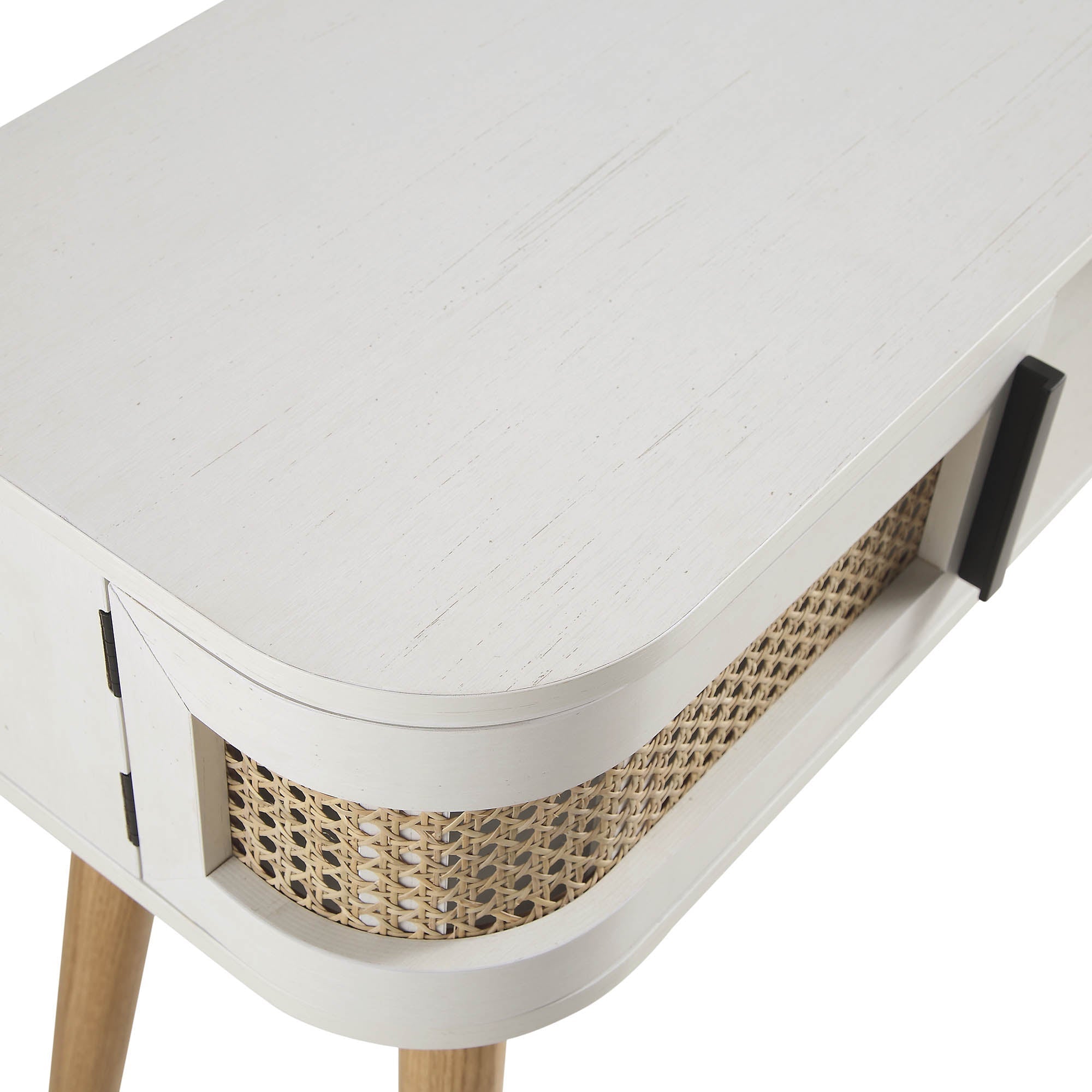 Izzy Curved Rattan 2-Door Table, White