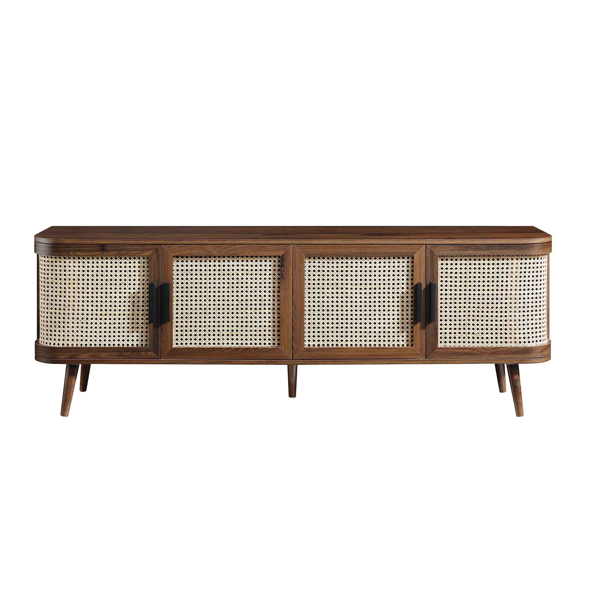 Izzy Curved Rattan 63" Wide TV Unit, Walnut