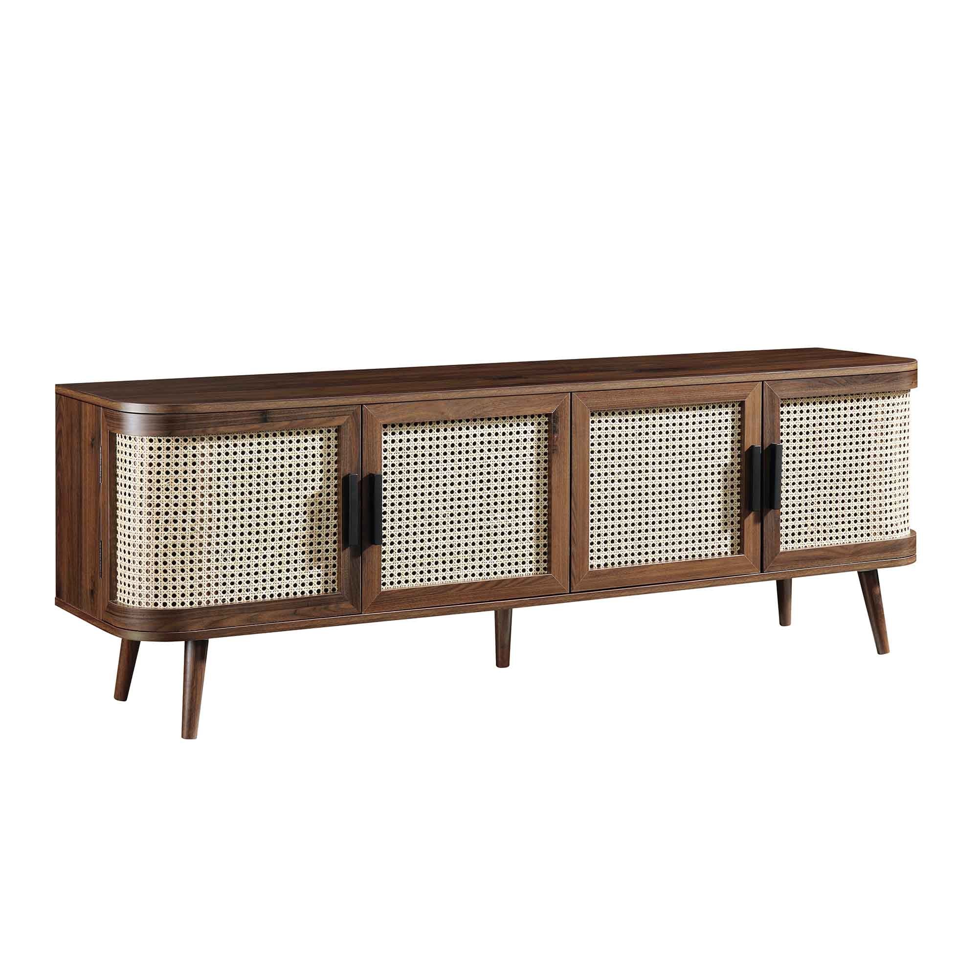 Izzy Curved Rattan 63" Wide TV Unit, Walnut