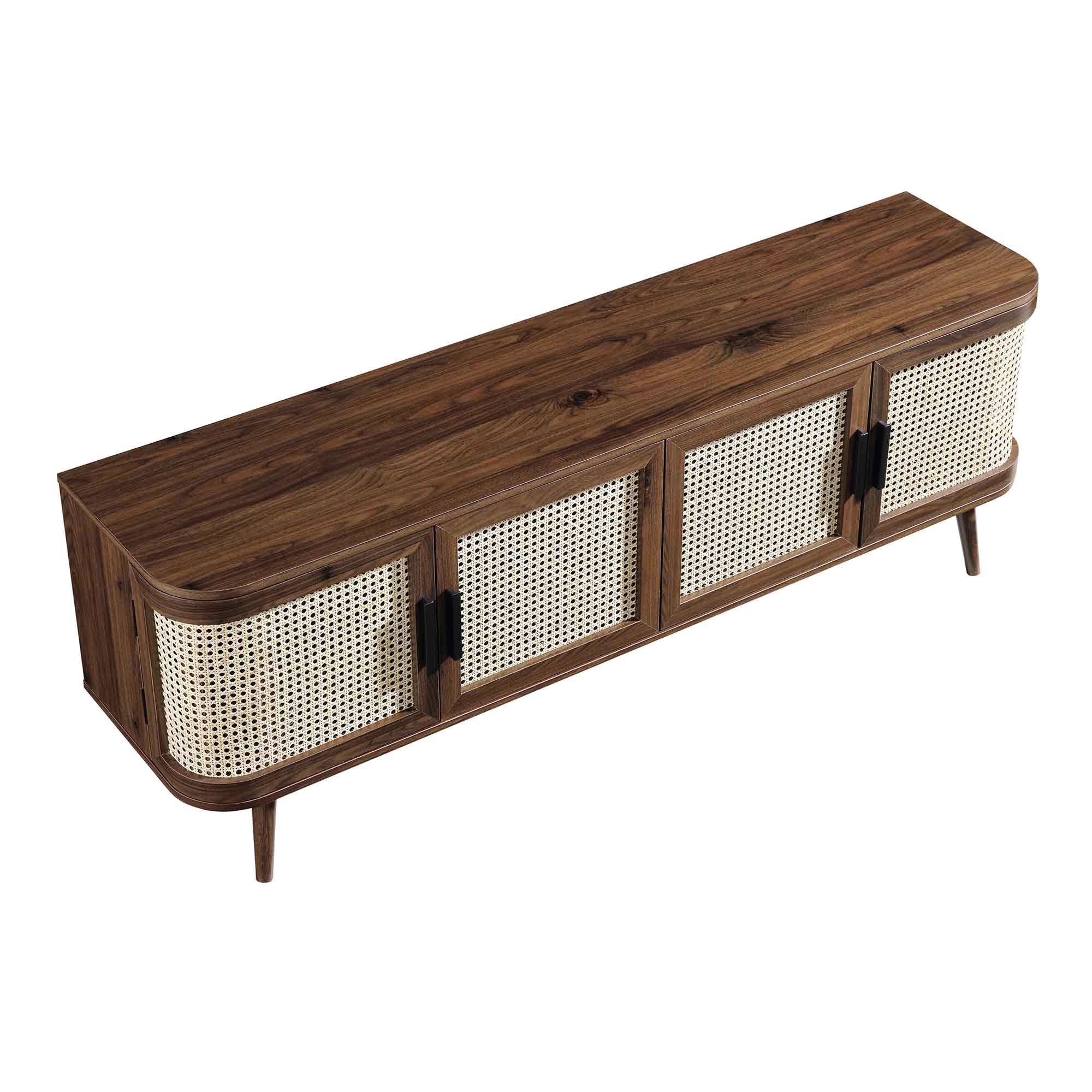 Izzy Curved Rattan 63" Wide TV Unit, Walnut