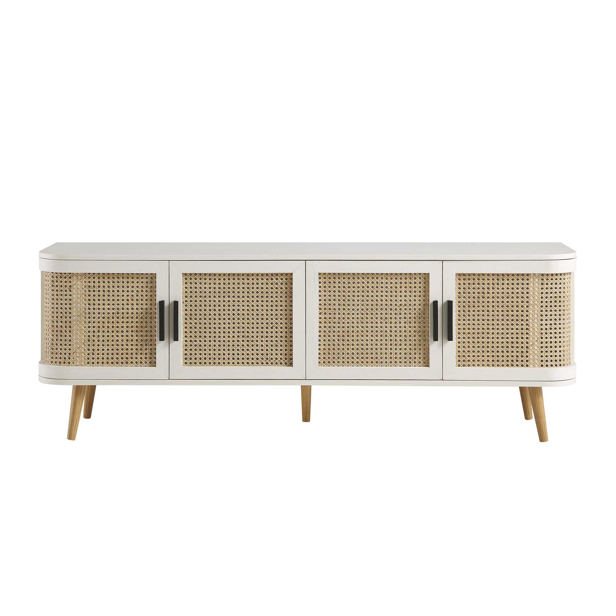 Izzy Curved Rattan 63" Wide TV Unit, White