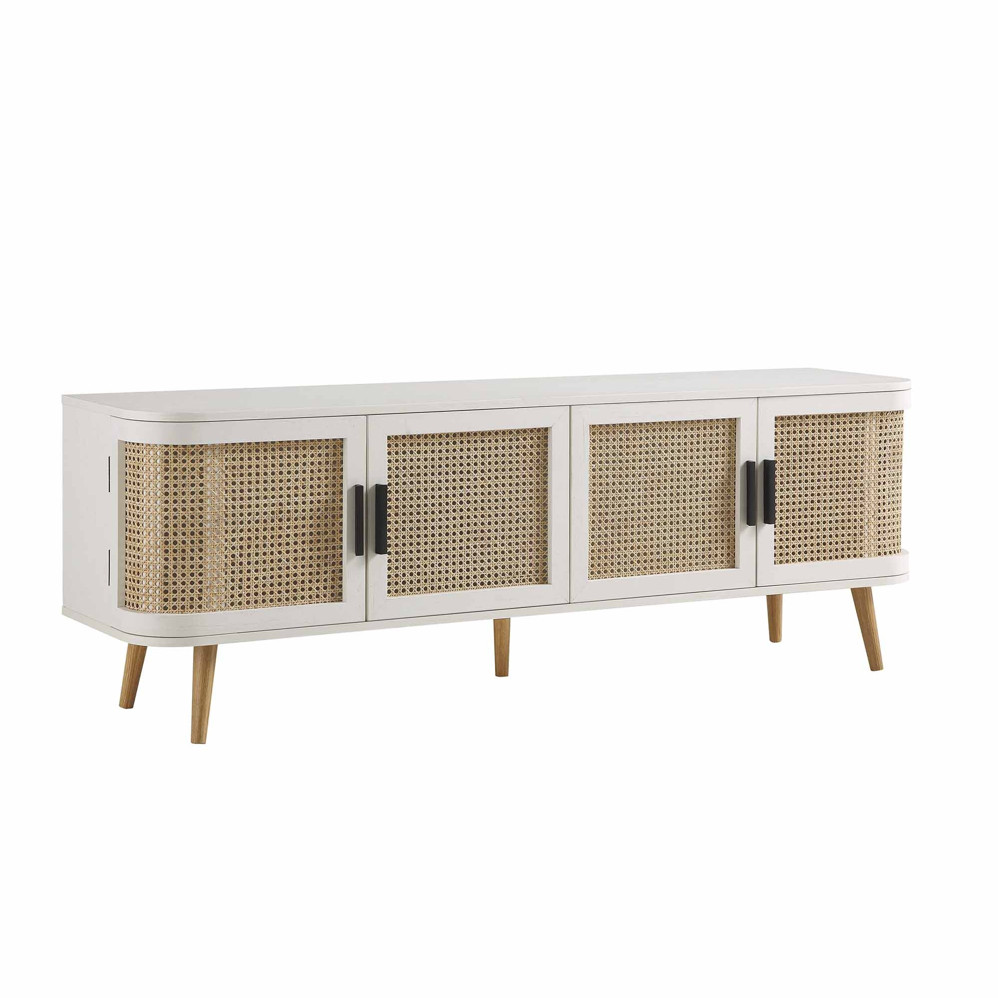 Izzy Curved Rattan 63" Wide TV Unit, White