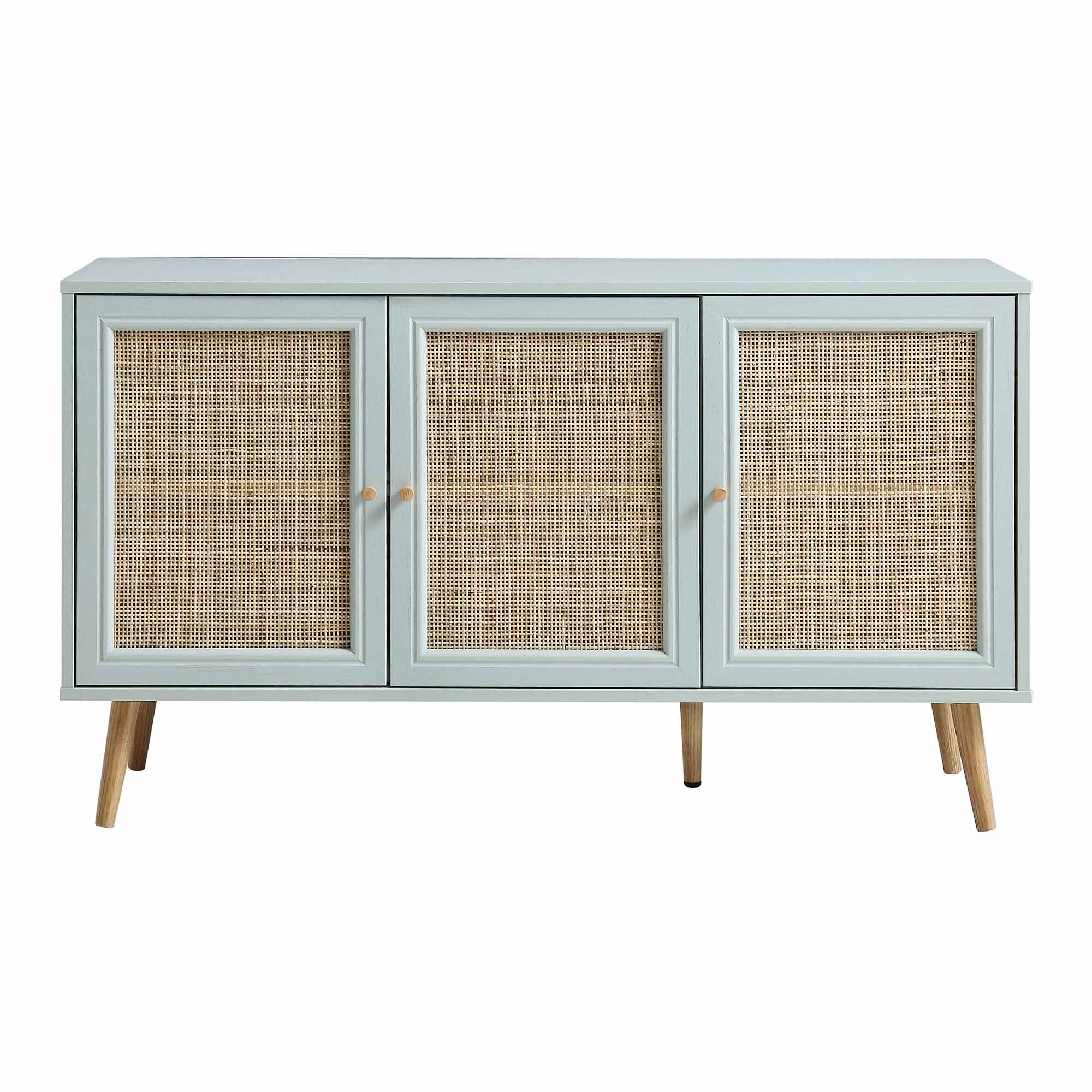 Frances Woven Rattan 3-Door Sideboard, Mint