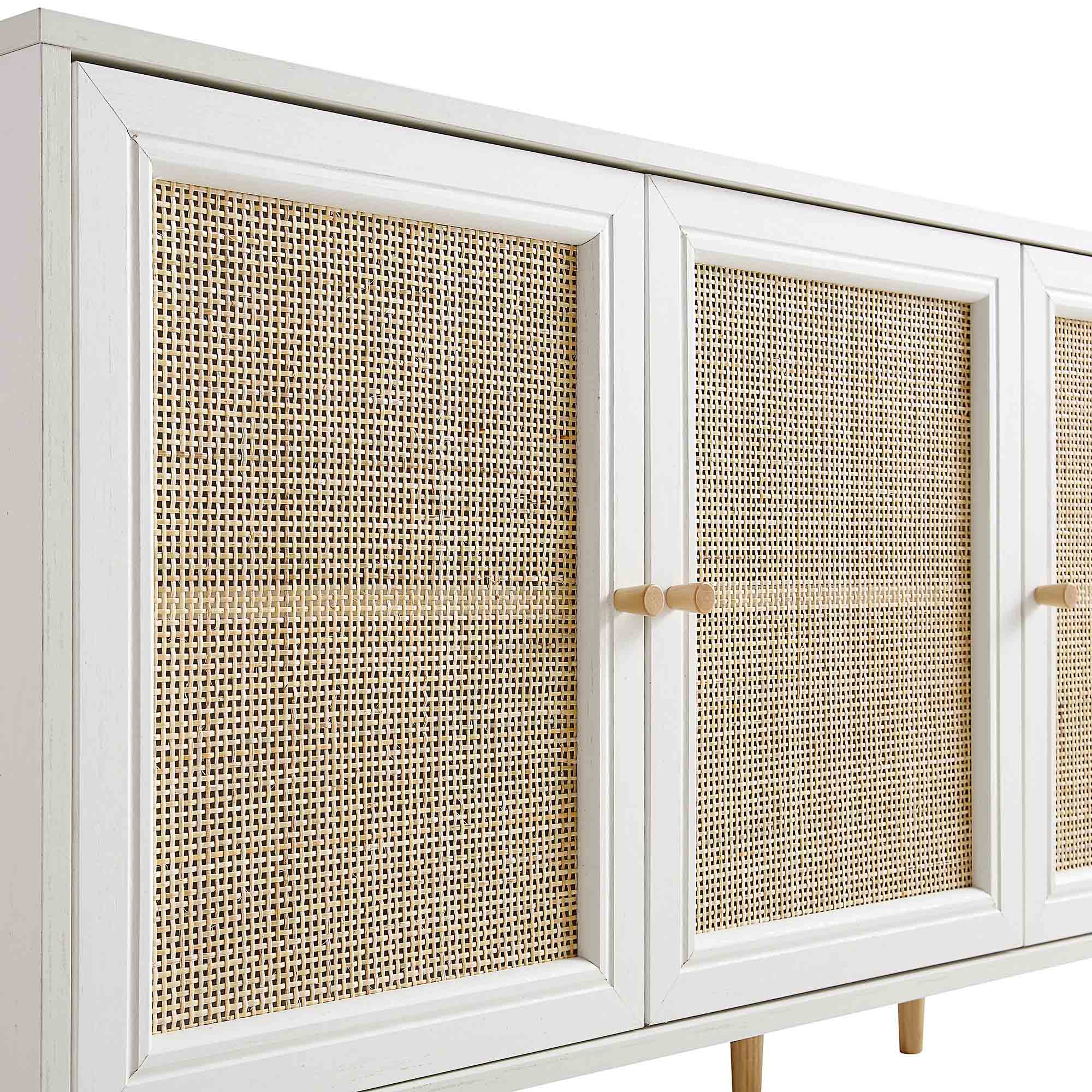 Frances Woven Rattan 3-Door Sideboard, White