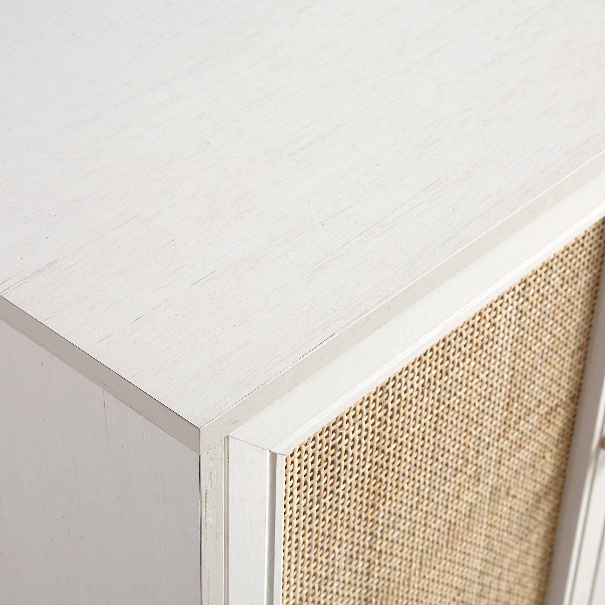 Frances Woven Rattan 3-Door Sideboard, White