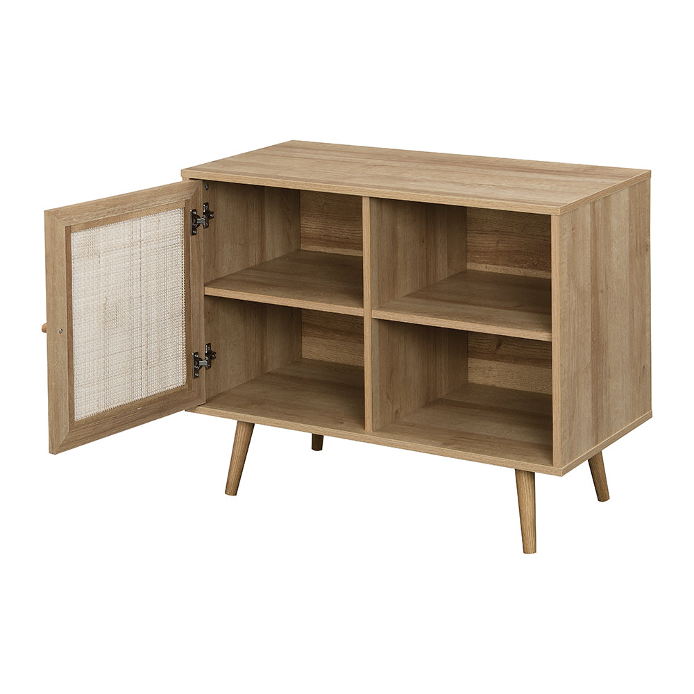 Frances Woven Rattan 1-Door Cabinet in Natural