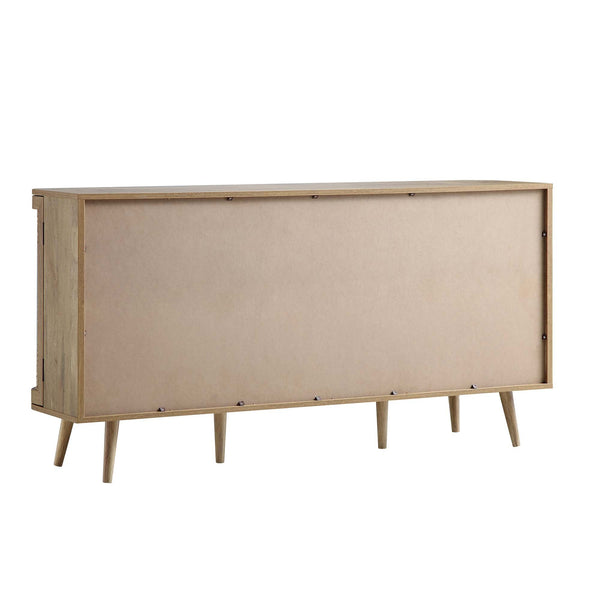 Izzy Curved Rattan Large 3-Door Sideboard, Natural