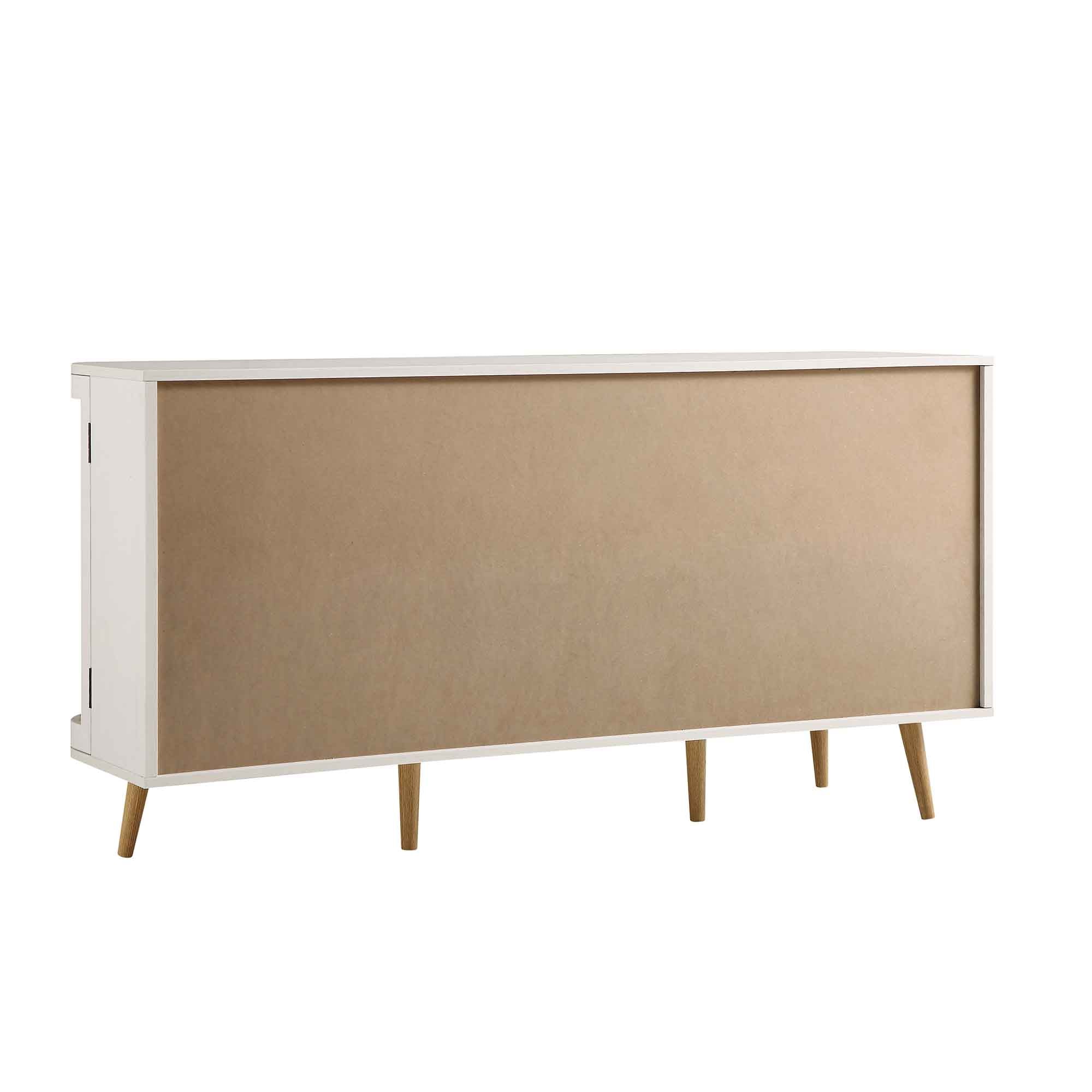 Izzy Curved Rattan Large 3-Door Sideboard, White