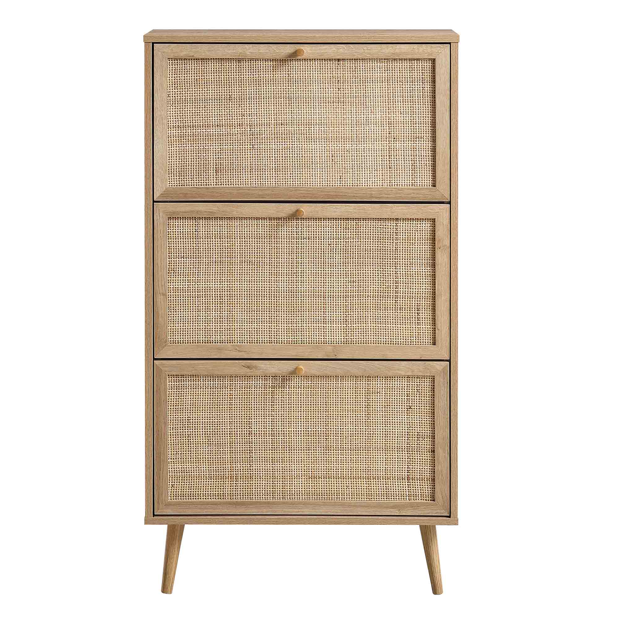 Frances Rattan 3 Tier Shoe Cabinet, Natural