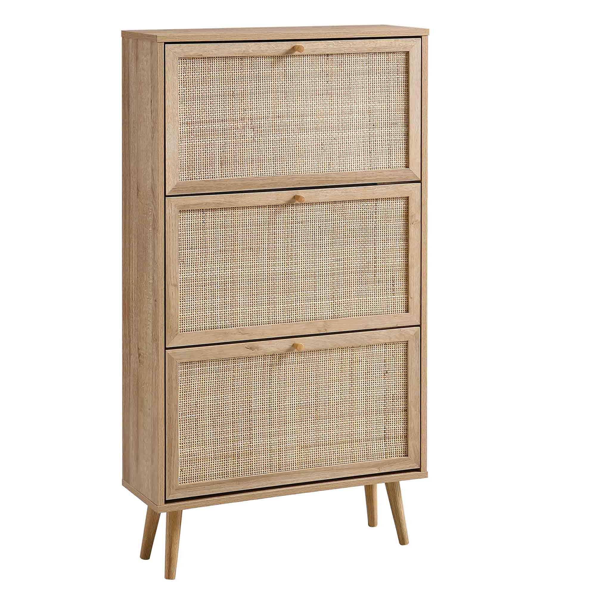 Frances Rattan 3 Tier Shoe Cabinet, Natural