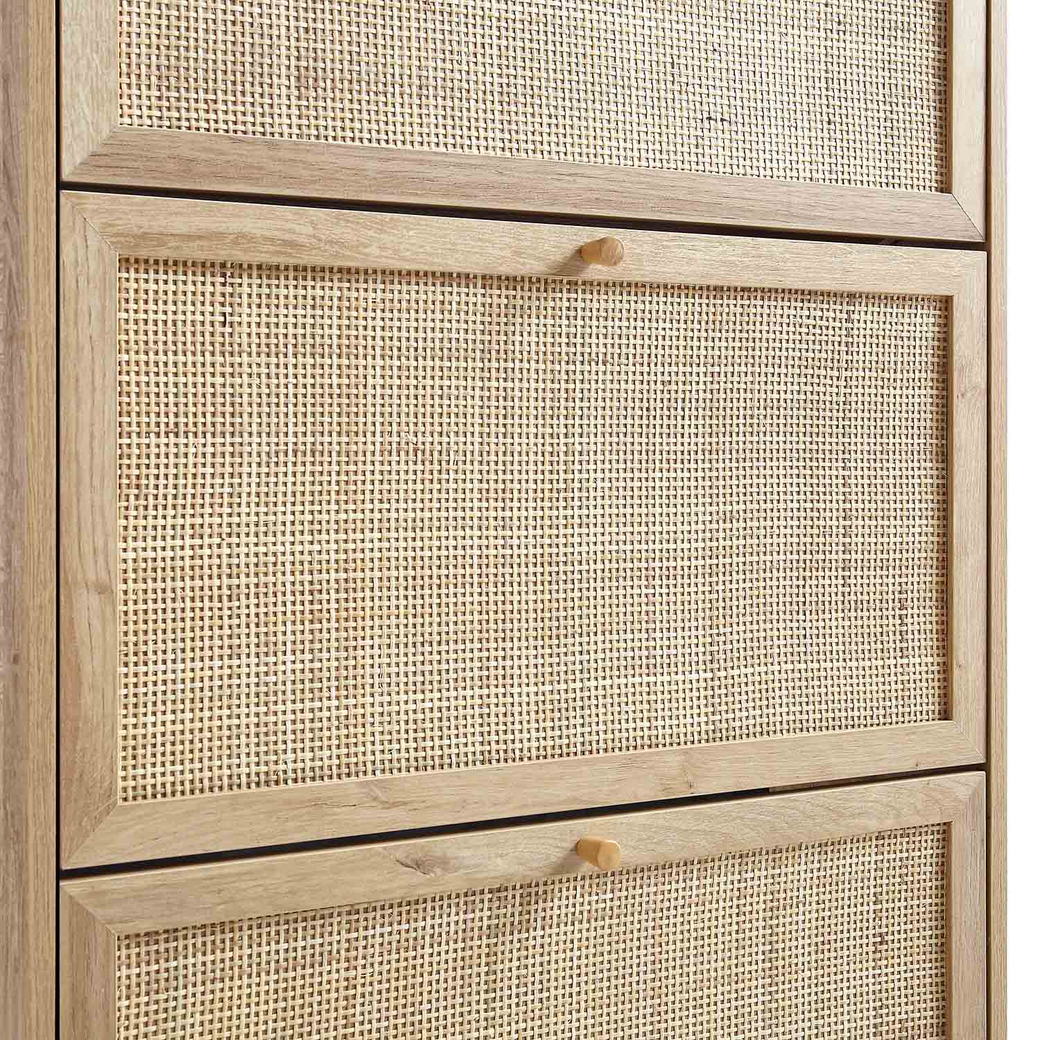 Frances Rattan 3 Tier Shoe Cabinet, Natural