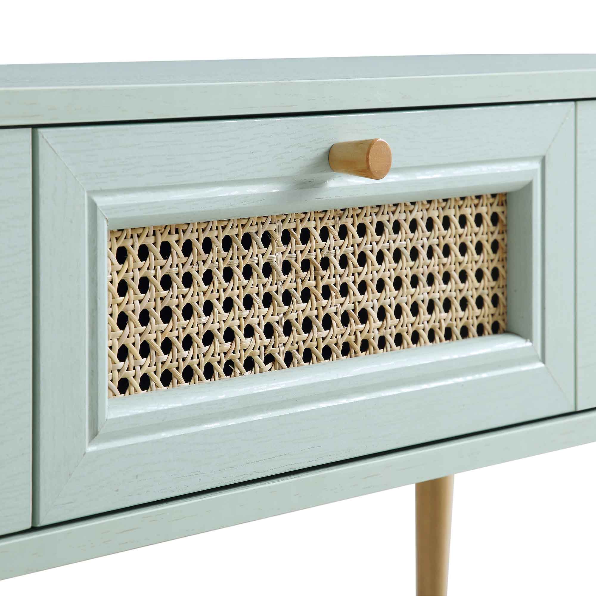 Anya Woven Rattan 3-Drawer TV Unit in Mint