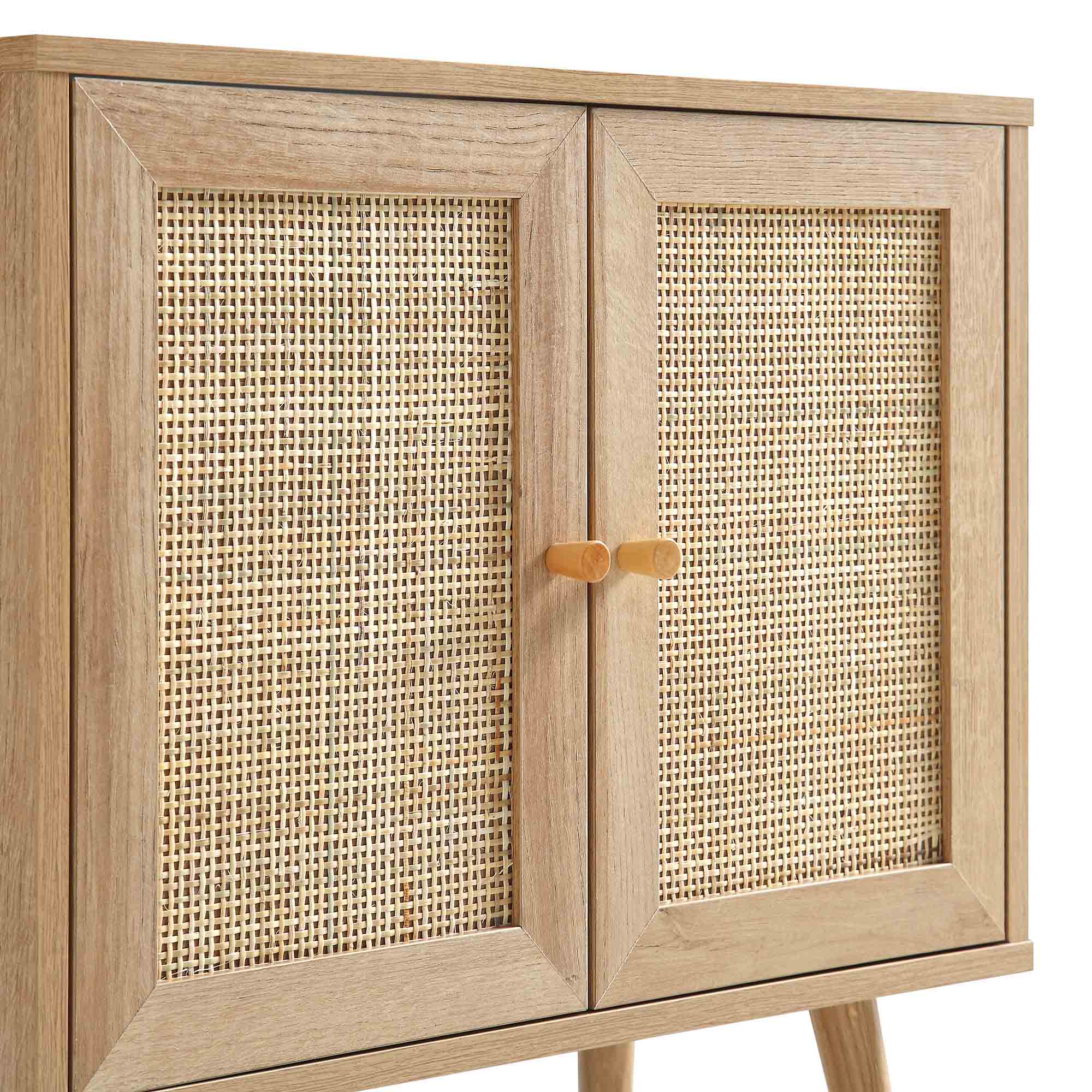 Frances Woven Rattan 2-Door Bathroom Undersink Cabinet, Natural