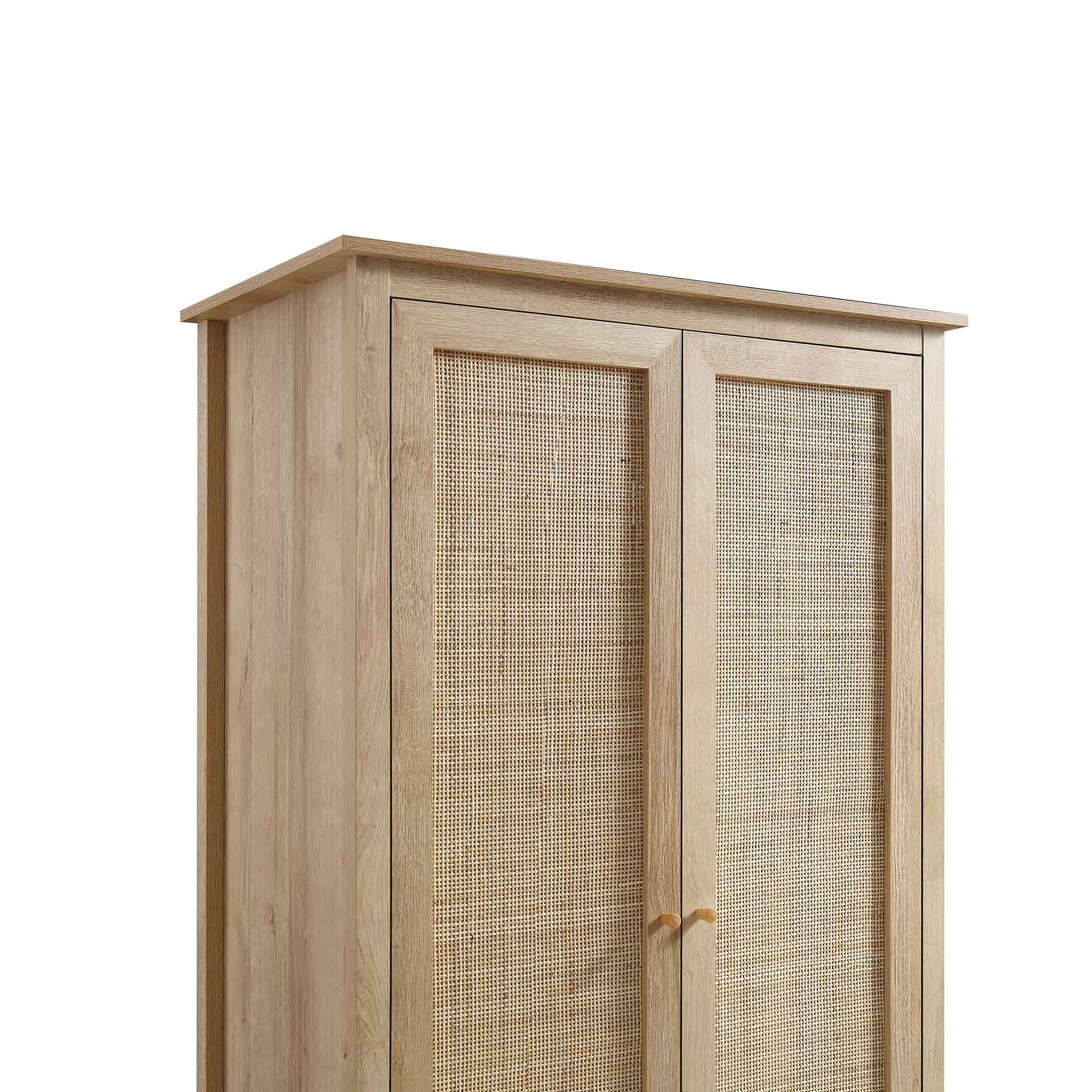 Frances Rattan Double Closet with 1 Drawer, Natural