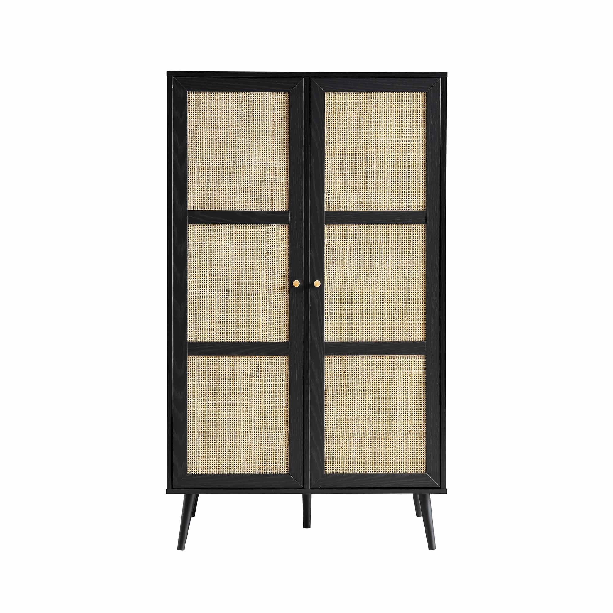 Frances Woven Rattan Compact Double Closet, Black