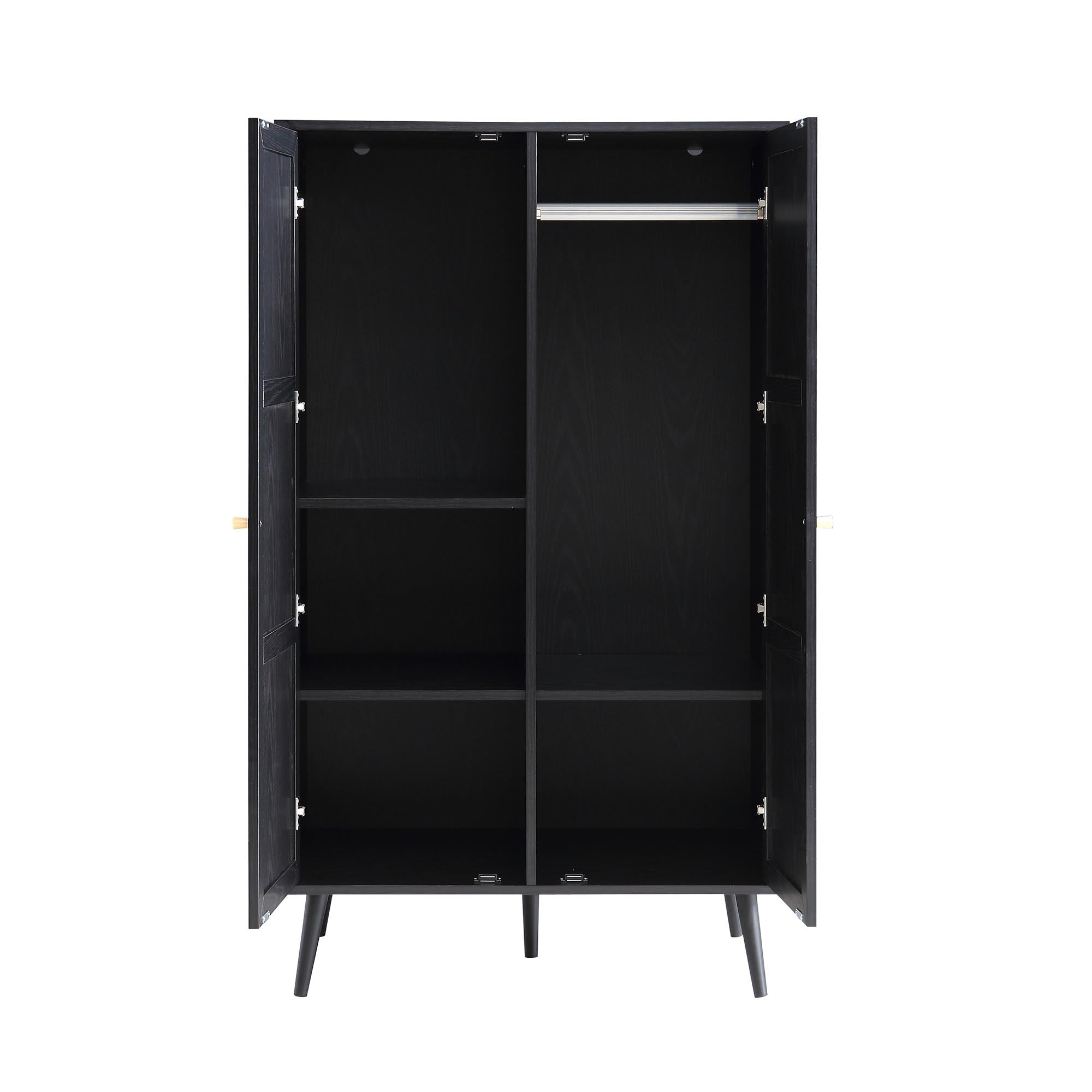 Frances Woven Rattan Compact Double Closet, Black