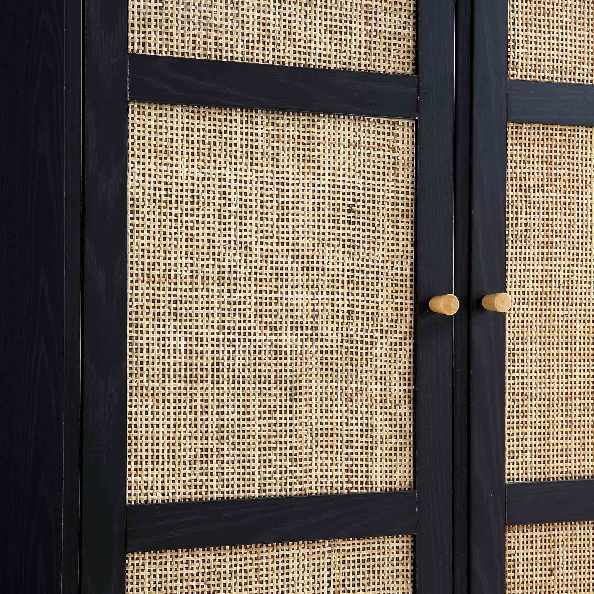 Frances Woven Rattan Compact Double Closet, Black