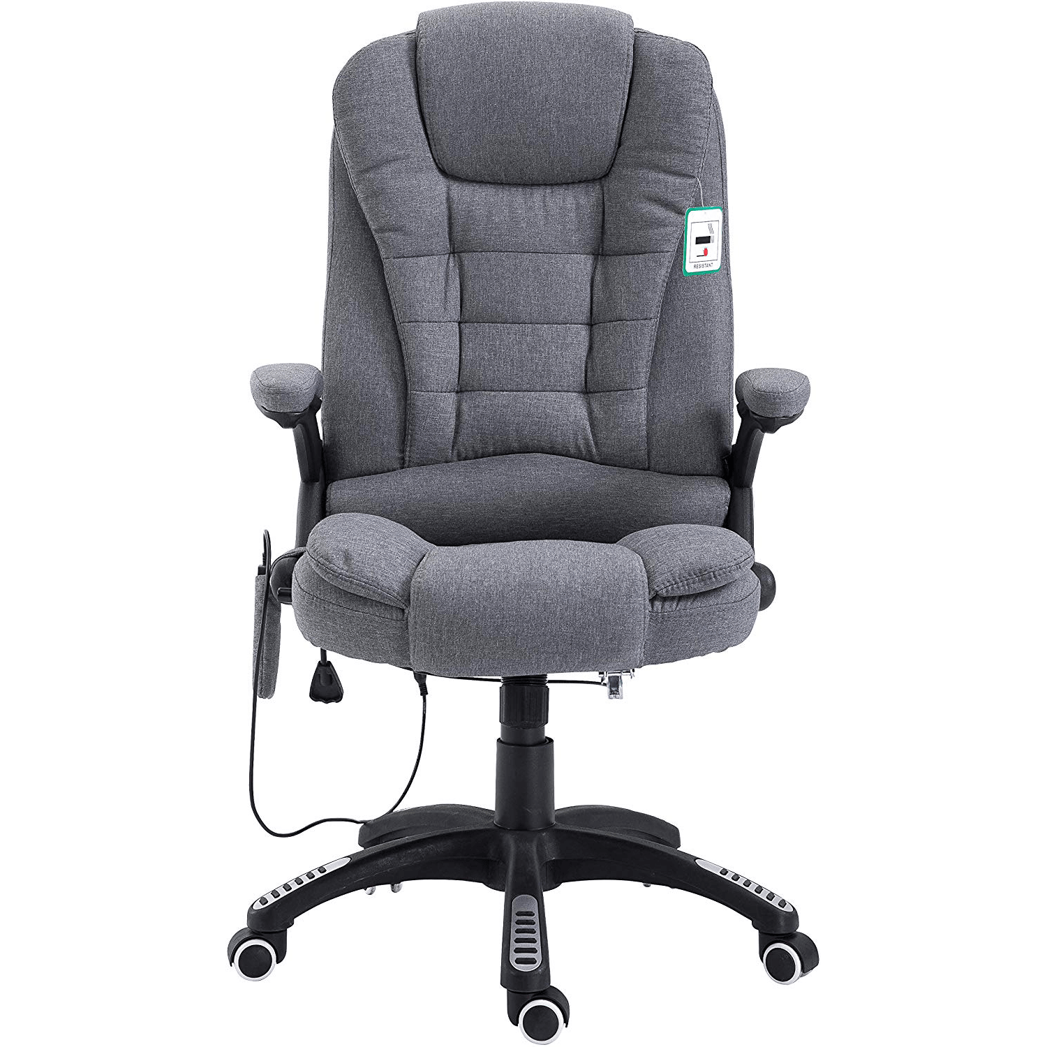 Executive Recline Padded Swivel Office Chair with Vibrating Massage Function, MM17 Grey Fabric