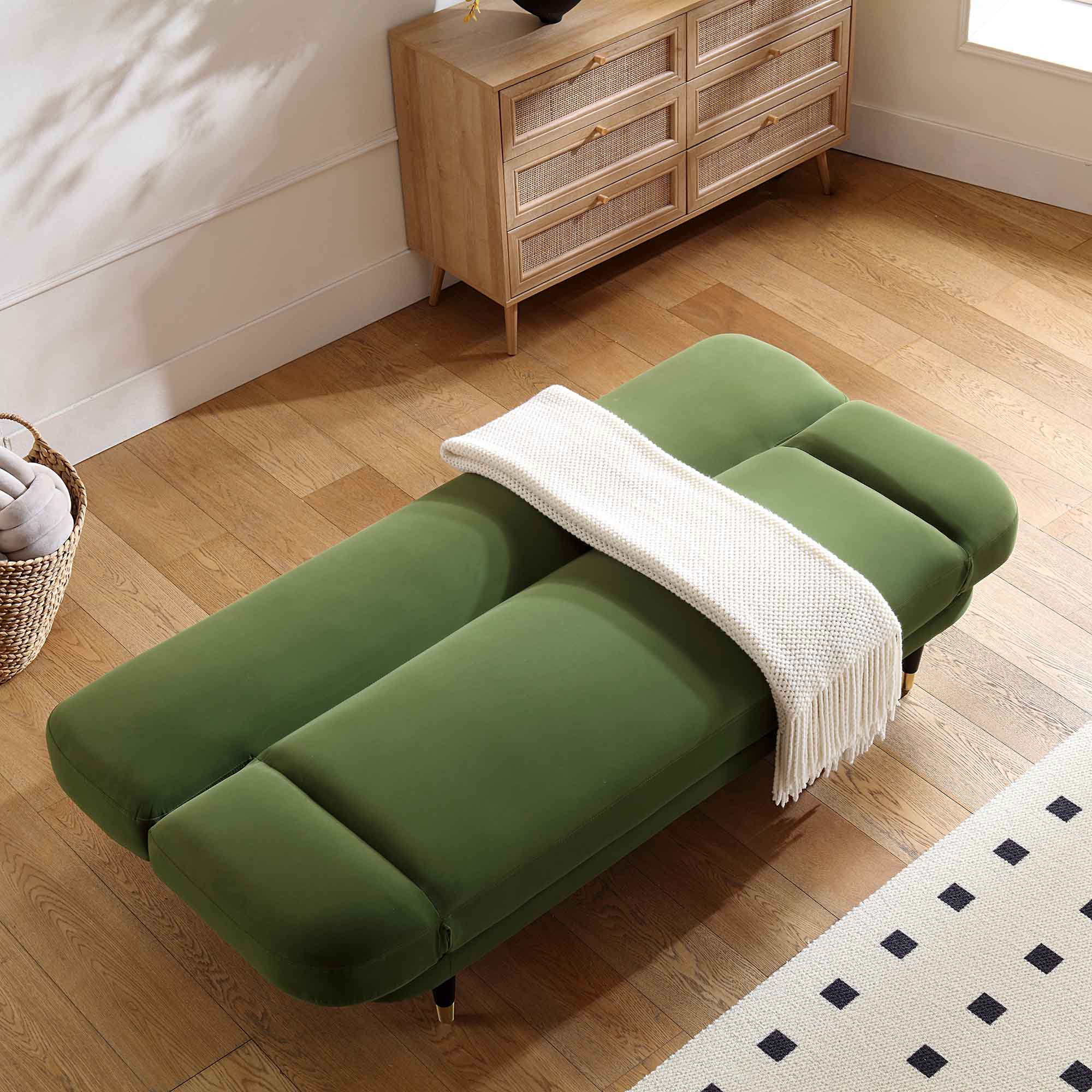 Solna 2-Seater Sofa Bed, Moss Green Velvet