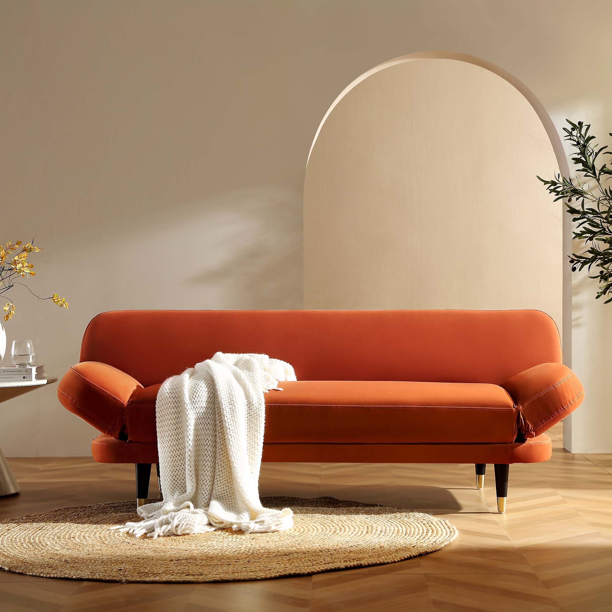 Solna 2-Seater Sofa Bed, Rust Velvet