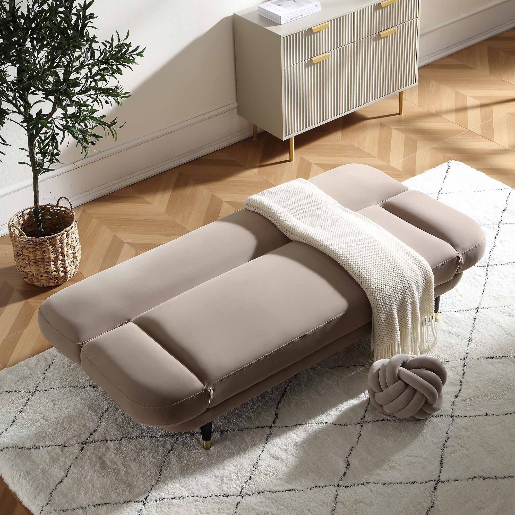 Solna 2-Seater Sofa Bed, Mink Velvet