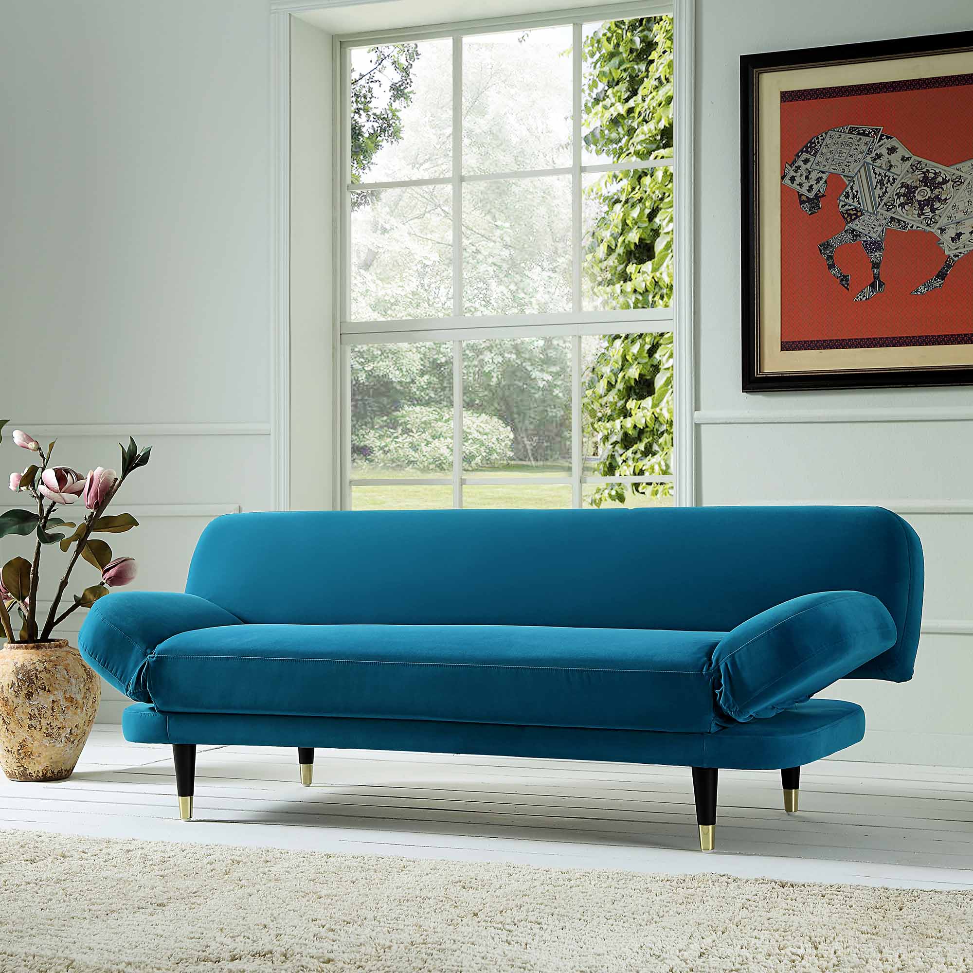 Solna 2-Seater Sofa Bed, Teal Velvet