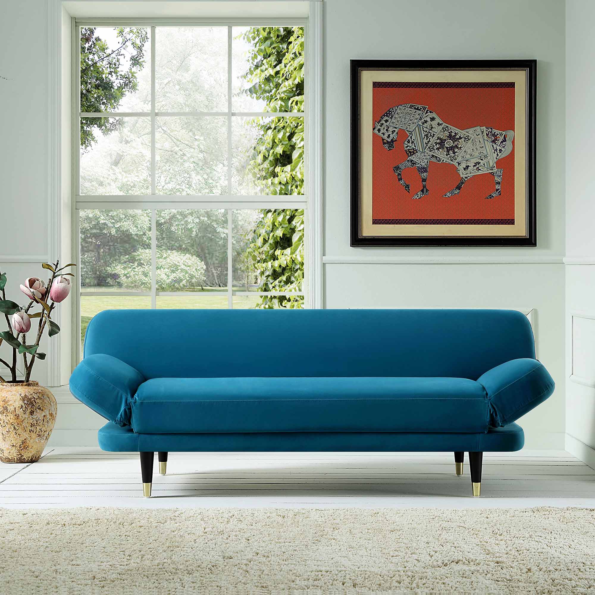 Solna 2-Seater Sofa Bed, Teal Velvet